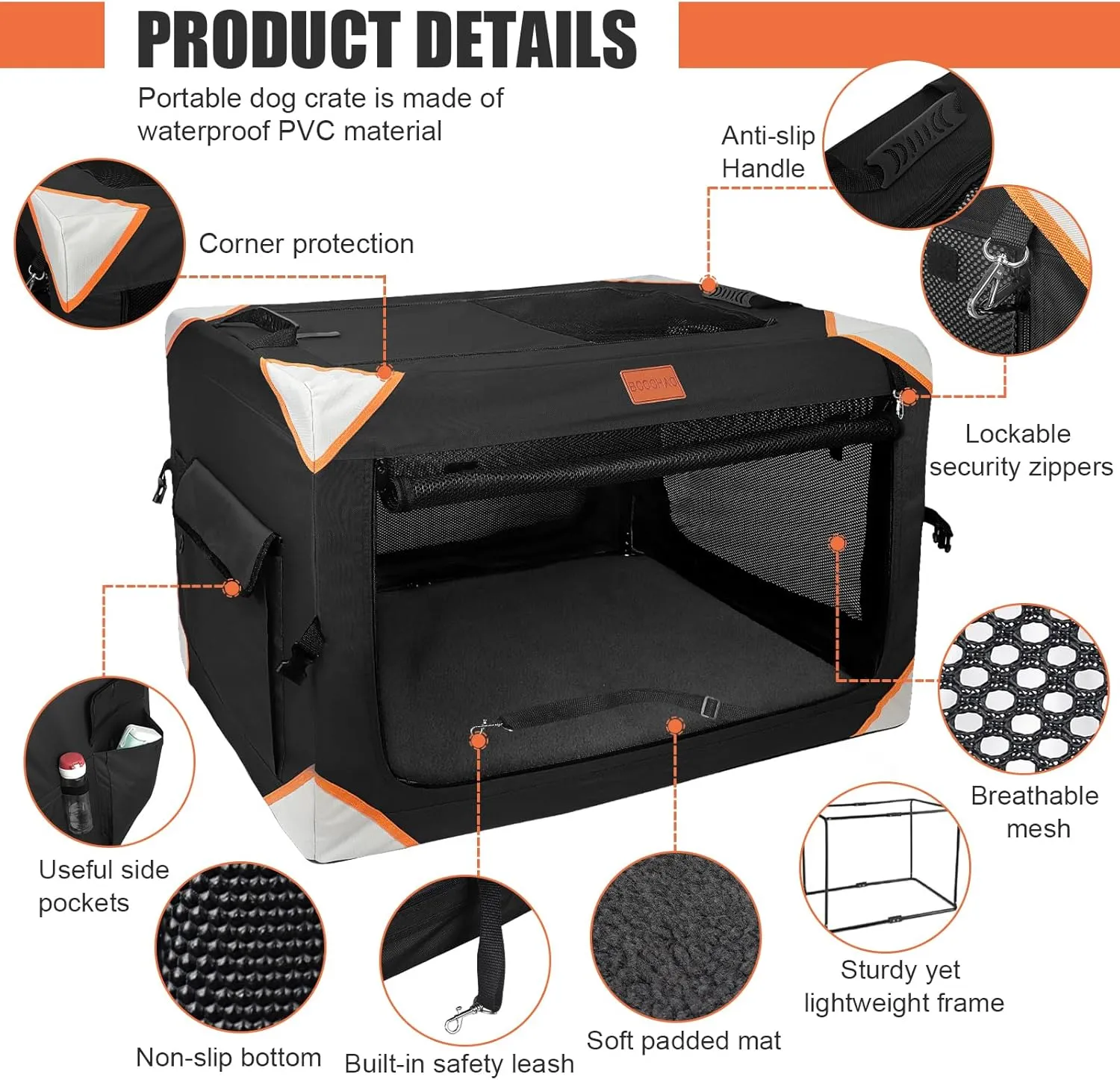 Collapsible Dog Crate-Portable Dog Crates for Small Medium Dogs,4-Door Portable Pet Travel Crate,Sturdy/Breathable/Comfortable,Indoor & Outdoor & Car Back Seat;Soft Dog Blanket