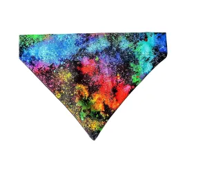 Colorful Rainbow Paint Splatter Over the Collar Dog Bandana That Slips onto Their Existing Collar Size Medium