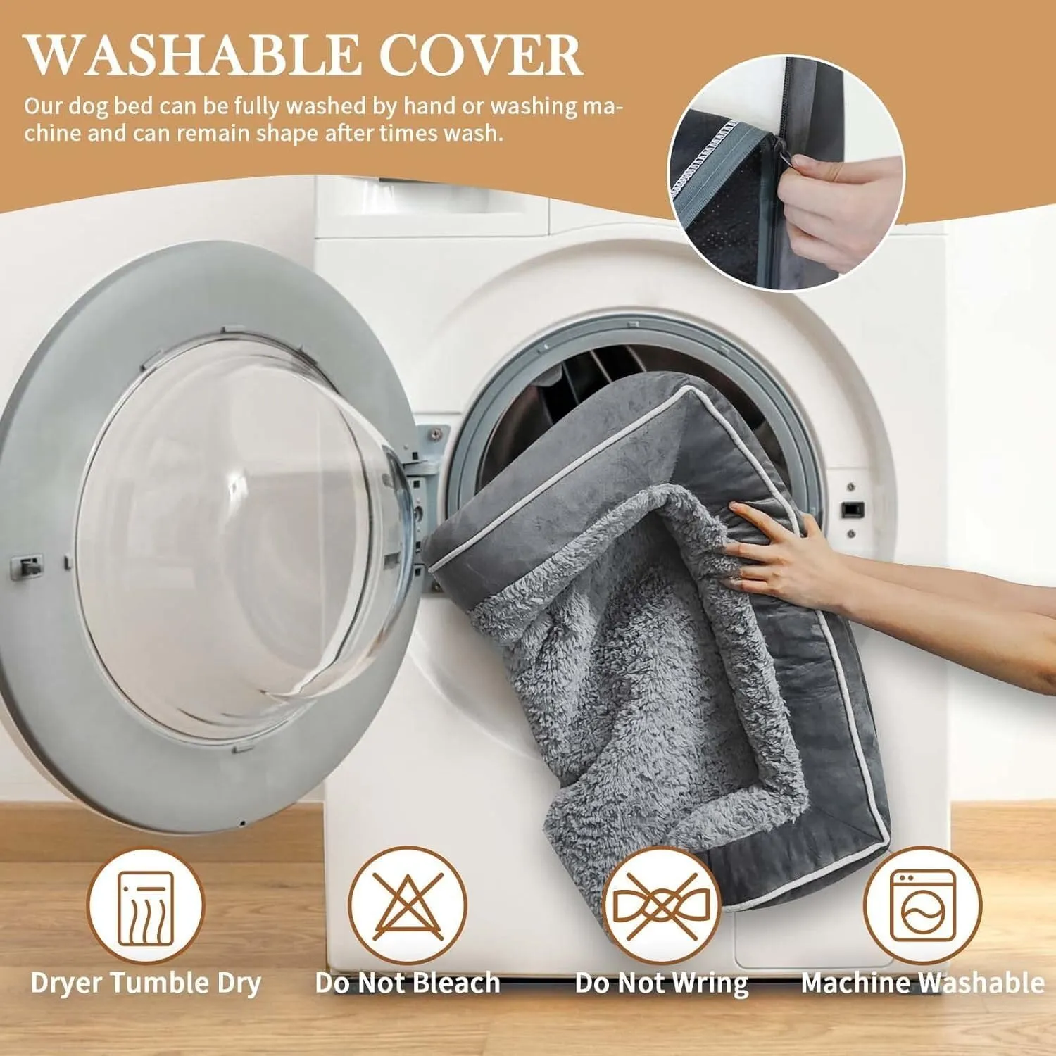 Comfort Expression Large Dog Beds Waterproof Orthopedic Foam Dog Beds for Large Dogs Sofa Comfy Pet Bed with Washable Removable Cover & Non-Slip Bottom(Grey)
