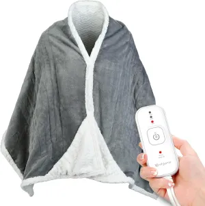 Comfytemp Wearable Heated Blanket Electric Throw - 70"x23" Soft Flannel Heated Shawl, 4H Auto Off & 3 Heating Levels & Over-Heat Protection, Machine Washable Heat Throw Wrap Gifts for Women Men, Grey