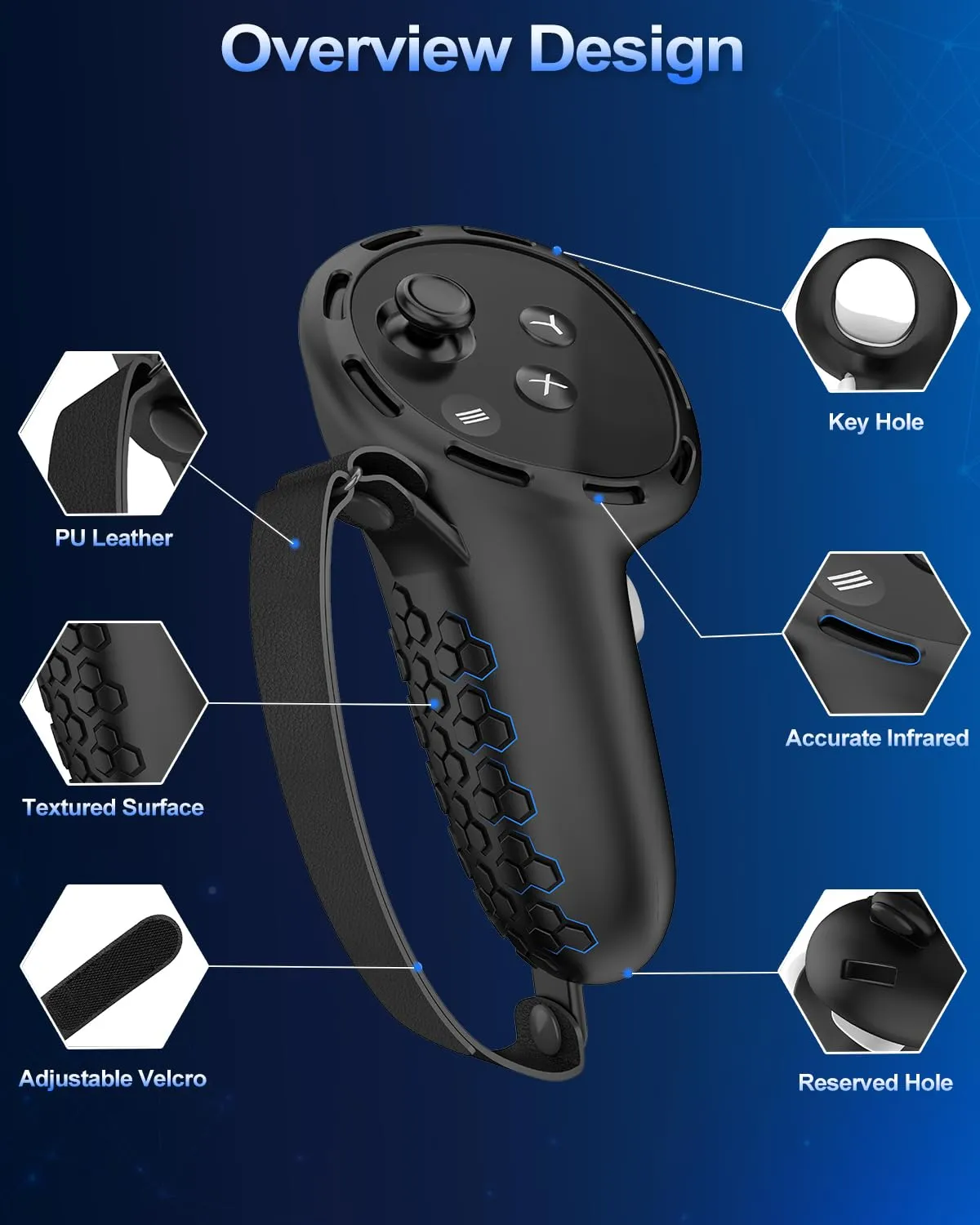 Controller Grip for Oculus Meta Quest 3S Oculus Quest 3 VR Accessories Grips Cover for VR Touch Controllers Straps Silicone Covers Protector with Non-Slip Thumbstick Covers 1Pair Black