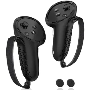 Controller Grip for Oculus Meta Quest 3S Oculus Quest 3 VR Accessories Grips Cover for VR Touch Controllers Straps Silicone Covers Protector with Non-Slip Thumbstick Covers 1Pair Black