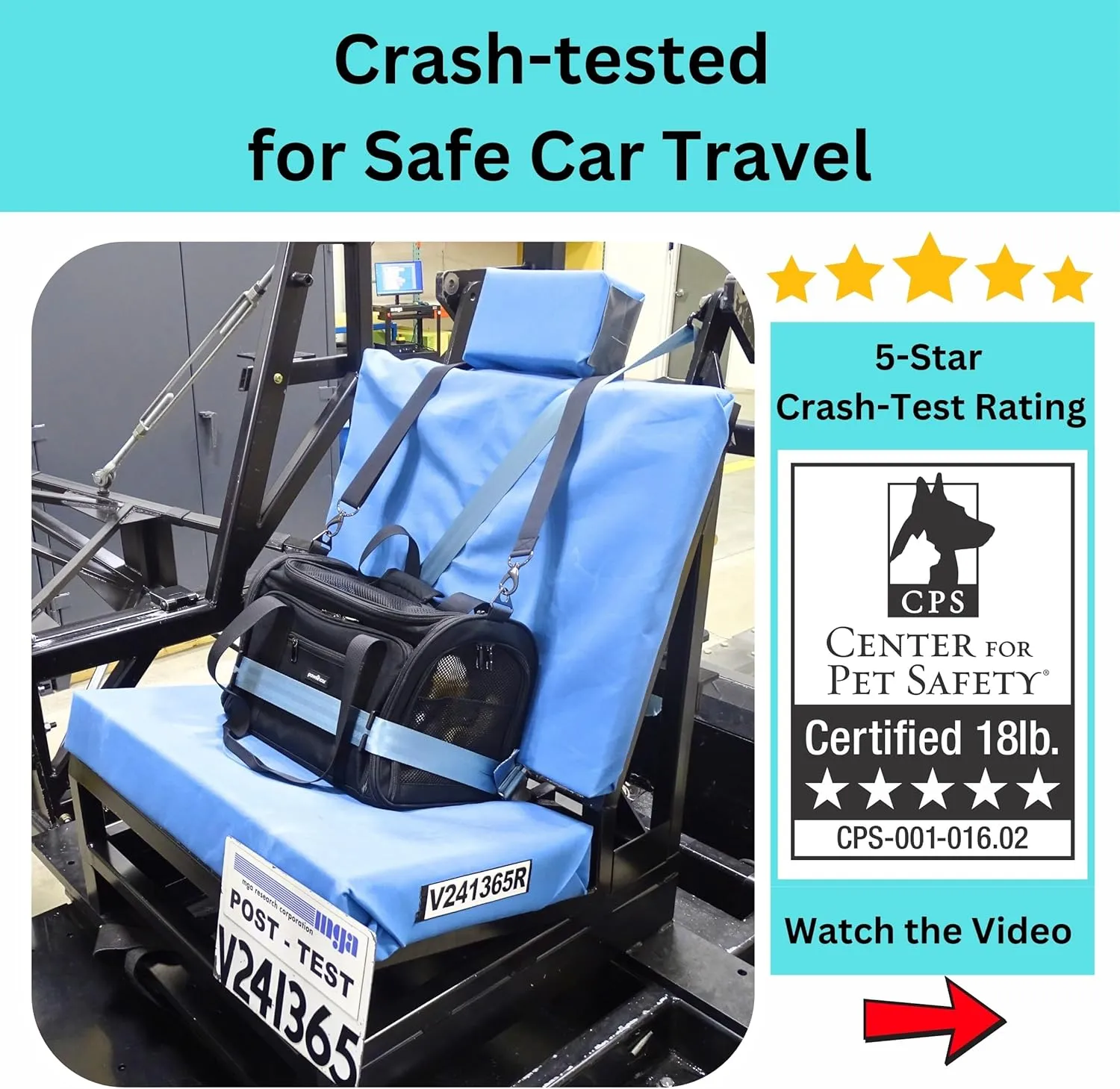 Crash-Tested & Airline Approved Dog Carrier | 3-in-1 Safe Cat Car Seat, TSA Pet Carrier Airline Approved, Expandable Dog Carriers for Small Dogs | 5-Star Safety-Rated Pet Travel Bag (Soft Sided)