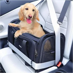 Crash-Tested & Airline Approved Dog Carrier | 3-in-1 Safe Cat Car Seat, TSA Pet Carrier Airline Approved, Expandable Dog Carriers for Small Dogs | 5-Star Safety-Rated Pet Travel Bag (Soft Sided)