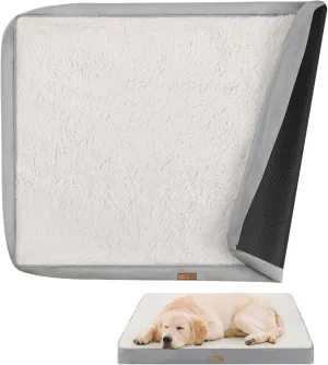 Dog Bed Cover, Washable Replacement Large Dog Bed Sheet with 3-Sided Continuous Zipper, Waterproof Liner, Soft Plush, Pet Mattress Fluffy Protector, 36x27x3 inch - L, Cover Only White
