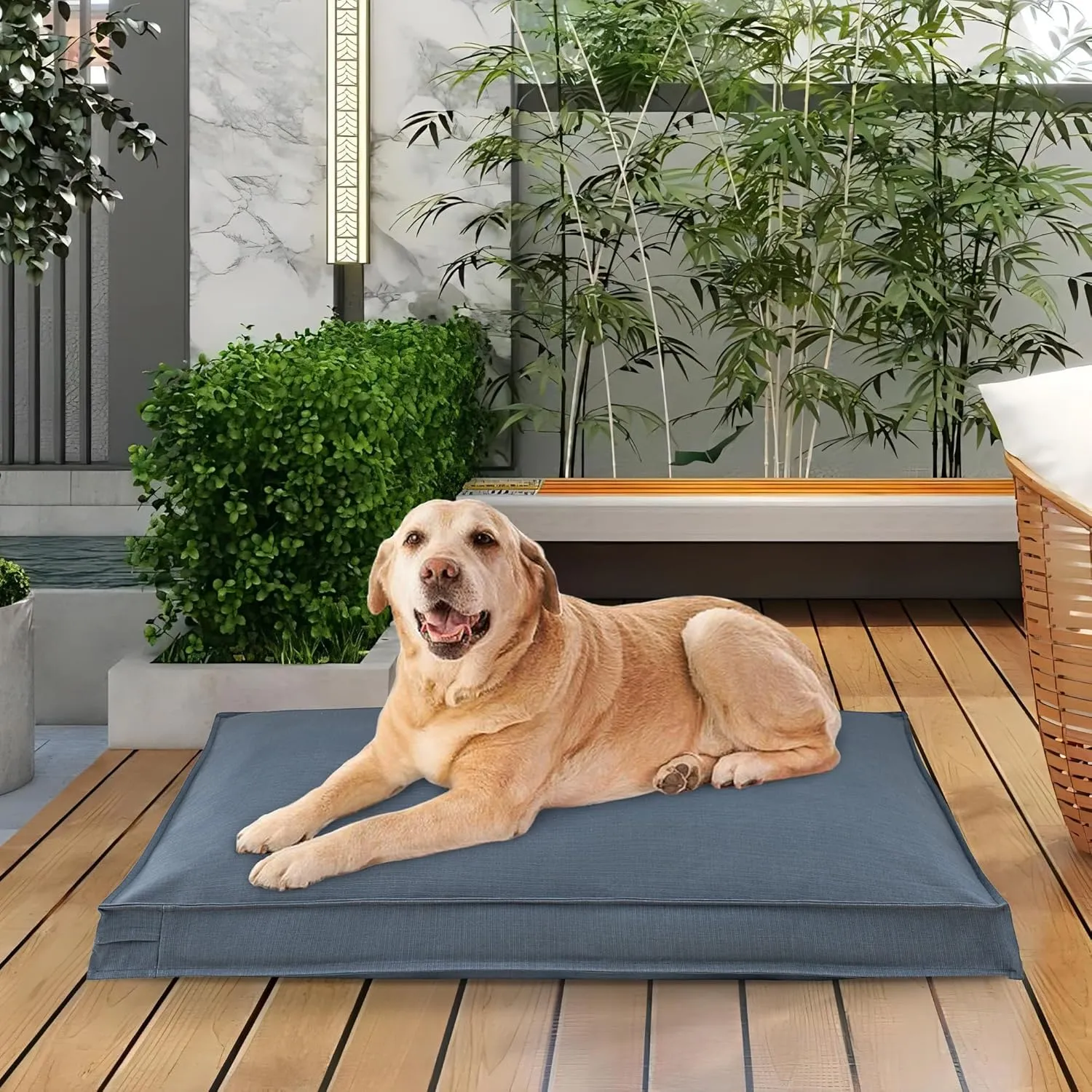 Dog Bed Covers Replacement Washable, Waterproof Dog Bed Cover with Zipper, 44Lx32Wx3H inch Durable Oxford Pet Bed Cover for Outdoor/Indoor Use, Cover Only, Blue-Gray
