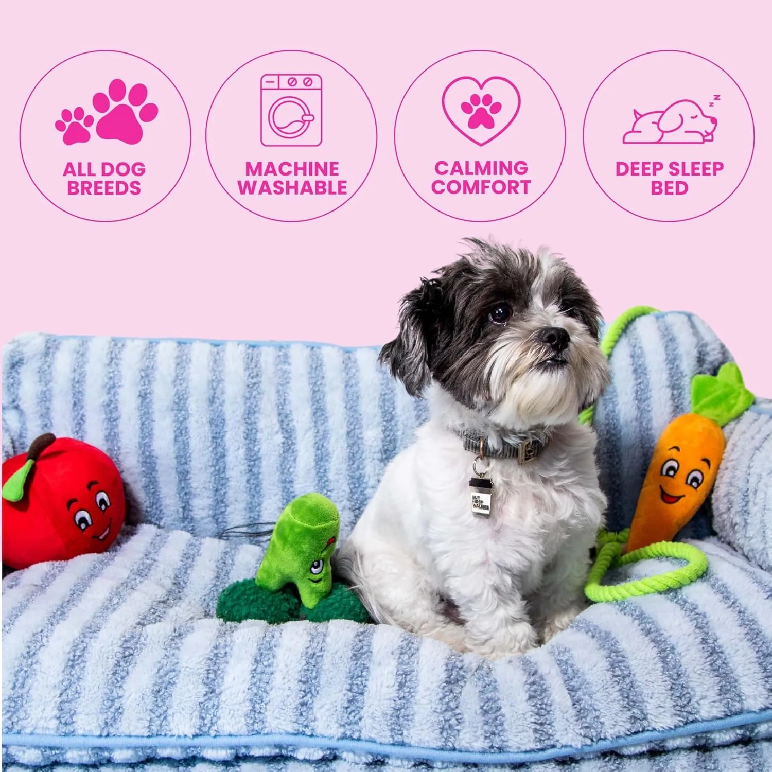 Dog Bed - Luxurious and Decorative Design Enhances Home Decor - Pink Cat Bed, Striped Pet Bed, Dog Sofa Bed with Premium Pillow Cushions for Ultimate Pet Comfort - Machine Washable Cover (Pink, XXL)