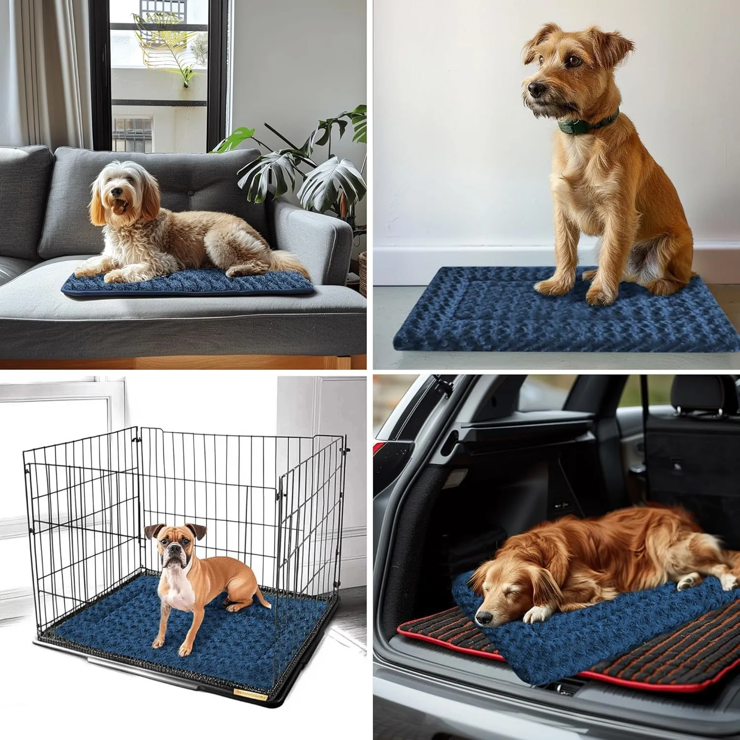 Dog Bed Mat - Reversible Crate Pad for Pet Comfort - Soft With Dual-Sided Design for All Seasons - Durable, Machine Washable for Travel and Home