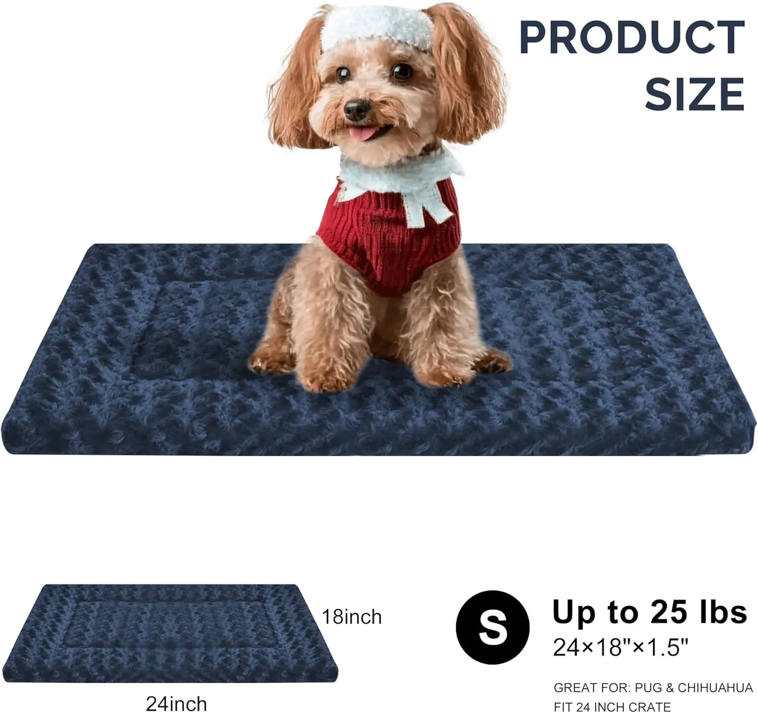 Dog Bed Mat - Reversible Crate Pad for Pet Comfort - Soft With Dual-Sided Design for All Seasons - Durable, Machine Washable for Travel and Home