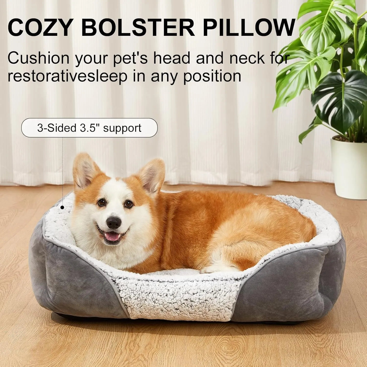 Dog Beds Small Medium Large Size Dog, Cat Beds for Indoor Cats Washable, Rectangle Calming Sleeping Warming Orthopedic Puppy Dog Beds, Non-Slip Bottom Breathable Soft Couch