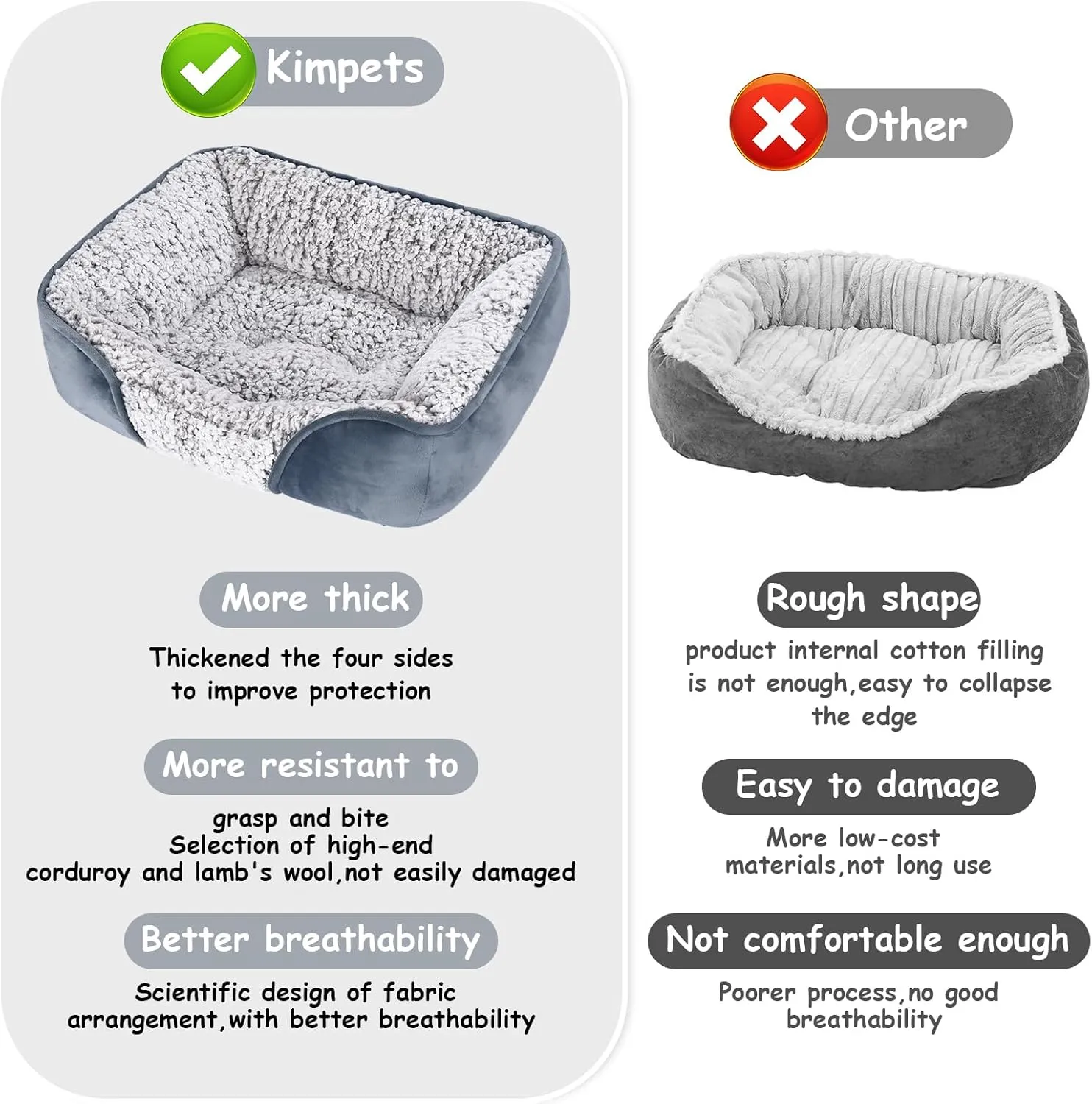 Dog Beds Small Medium Large Size Dog, Cat Beds for Indoor Cats Washable, Rectangle Calming Sleeping Warming Orthopedic Puppy Dog Beds, Non-Slip Bottom Breathable Soft Couch