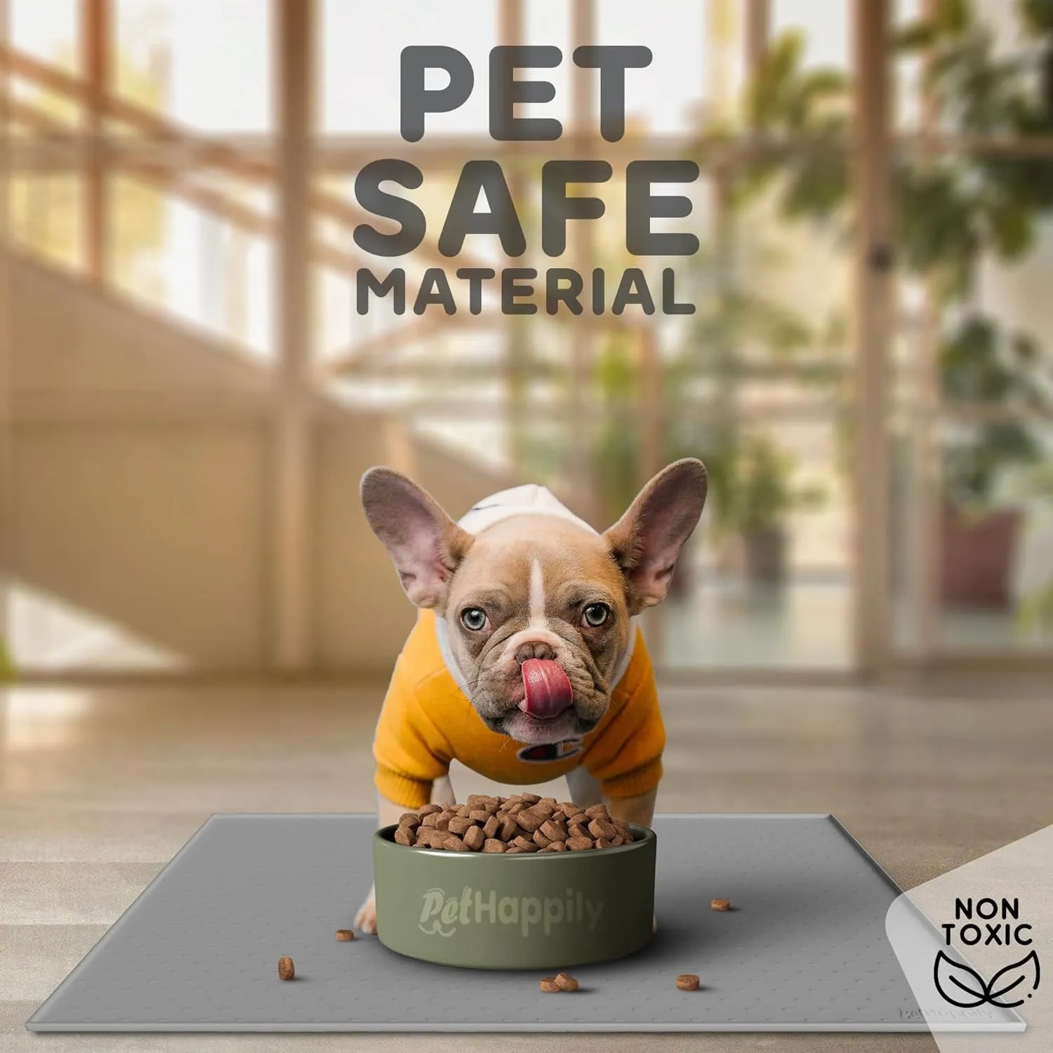 Dog Food Mat - Raised Edges Dogs Mat for Food and Water Prevent Spill, Waterproof Cat Food Mats Protect Floors, Easy Clean Dog Bowl Mats for Food and Water, Silicone Pet Food Tray
