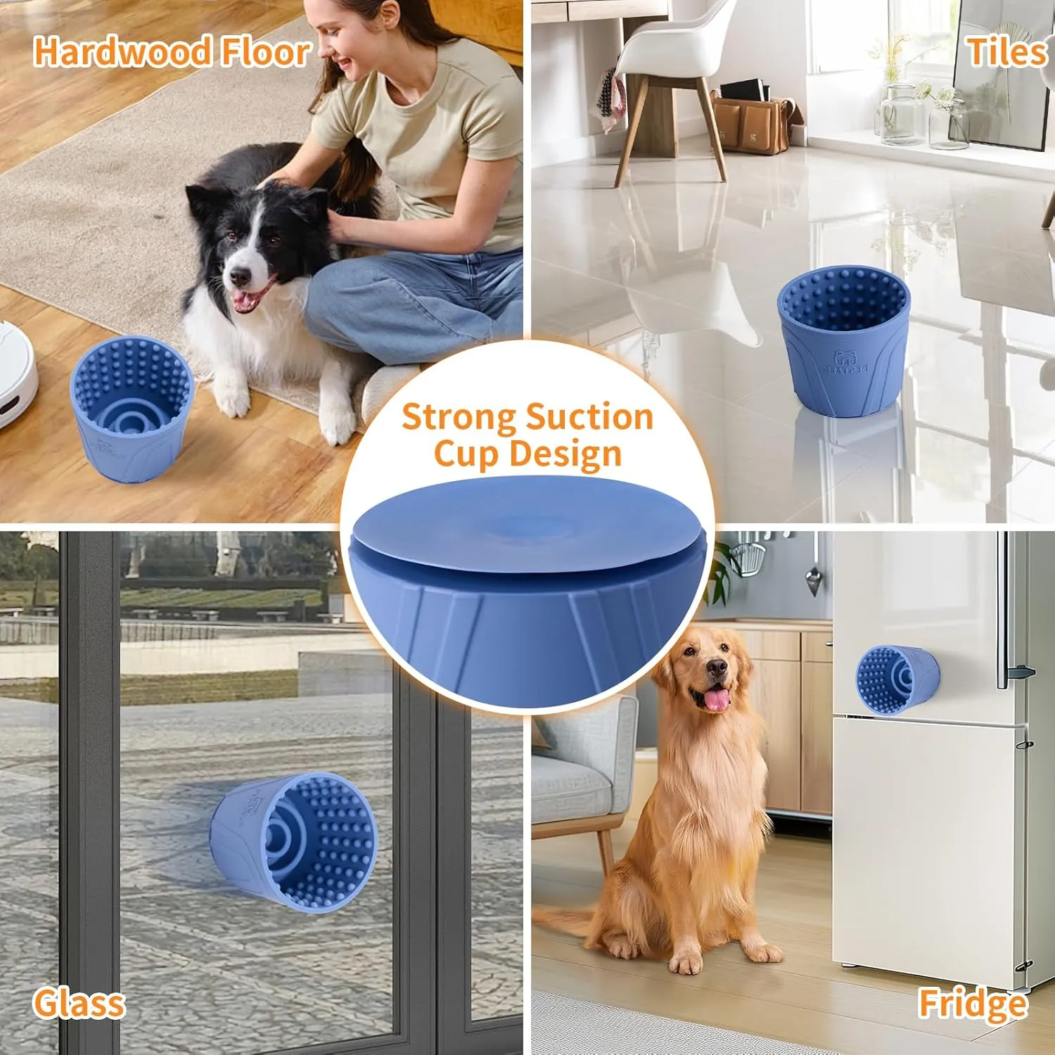 Dog Lick Bowl, Bestalk Anxiety Relief Slow Feeder Dog Lick Mat Treat Dispenser, Non-Slip Licking Bowl Enrichment Toys for Small Medium and Large Breed Dogs, BPA Free Silicone(Dark Blue,S)