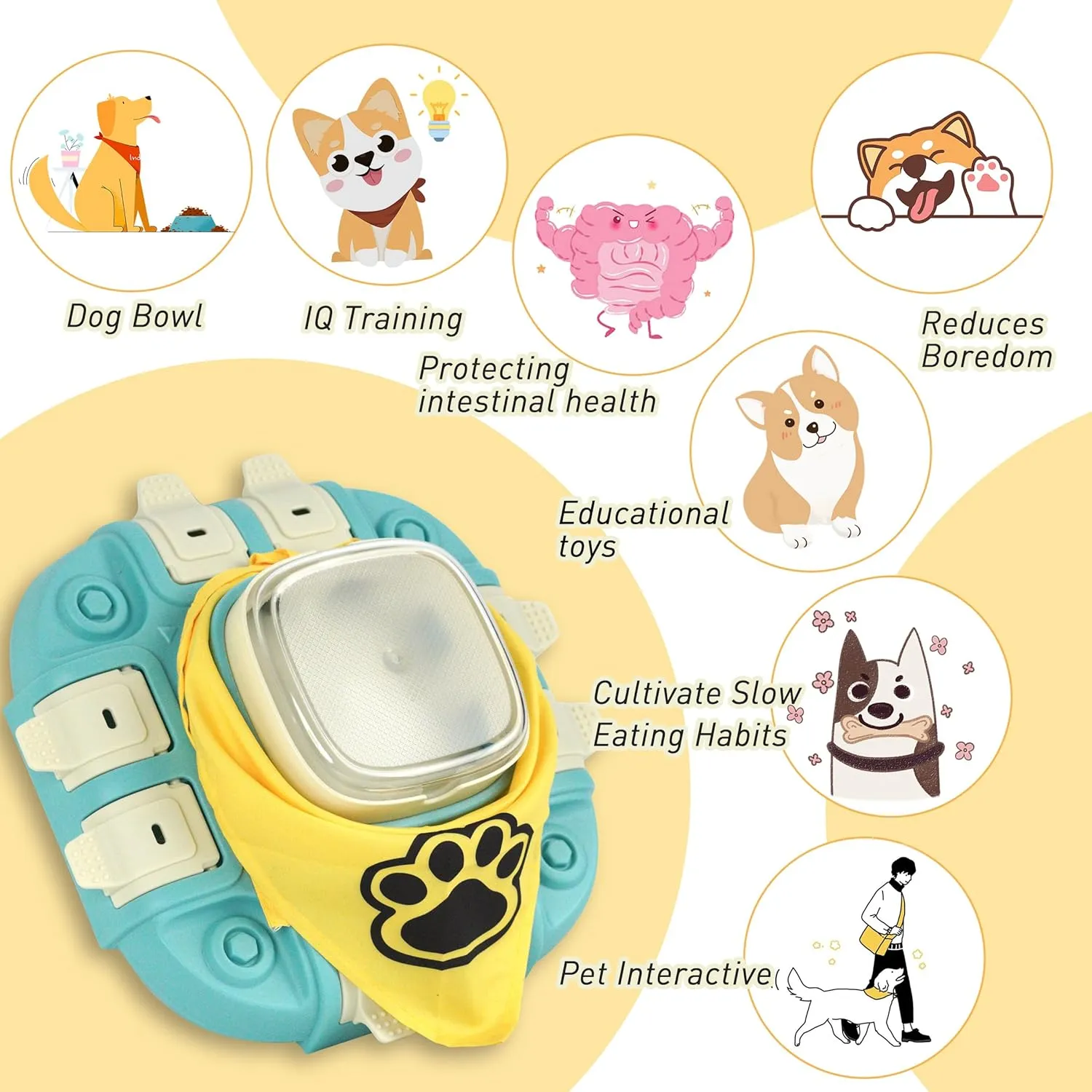 Dog Puzzle Toy 2 Levels, Dog Puzzle Slow Feeder, Enrichment Toys for Boredom and Mental Stimulation - with Play Ball