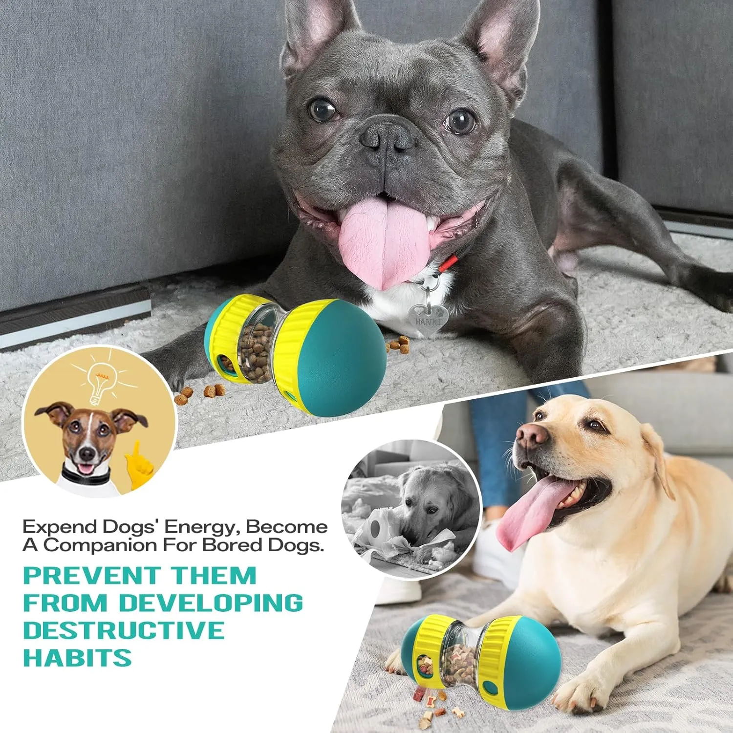 Dog Puzzle Toys, Adjustable Dog Treat Dispensing,Interactive Dog Enrichment Toy to Keep Them Busy,Food Puzzles Ball for Dogs, Puppy Slow Feeder for Boredom
