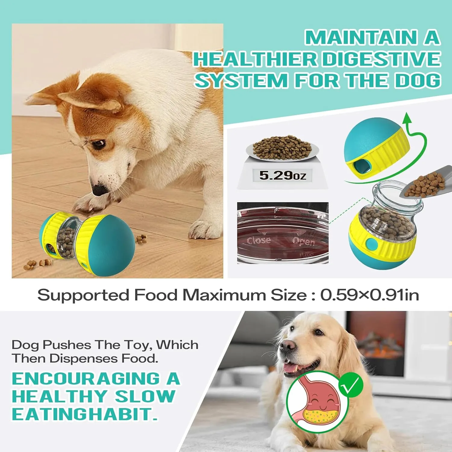 Dog Puzzle Toys, Adjustable Dog Treat Dispensing,Interactive Dog Enrichment Toy to Keep Them Busy,Food Puzzles Ball for Dogs, Puppy Slow Feeder for Boredom