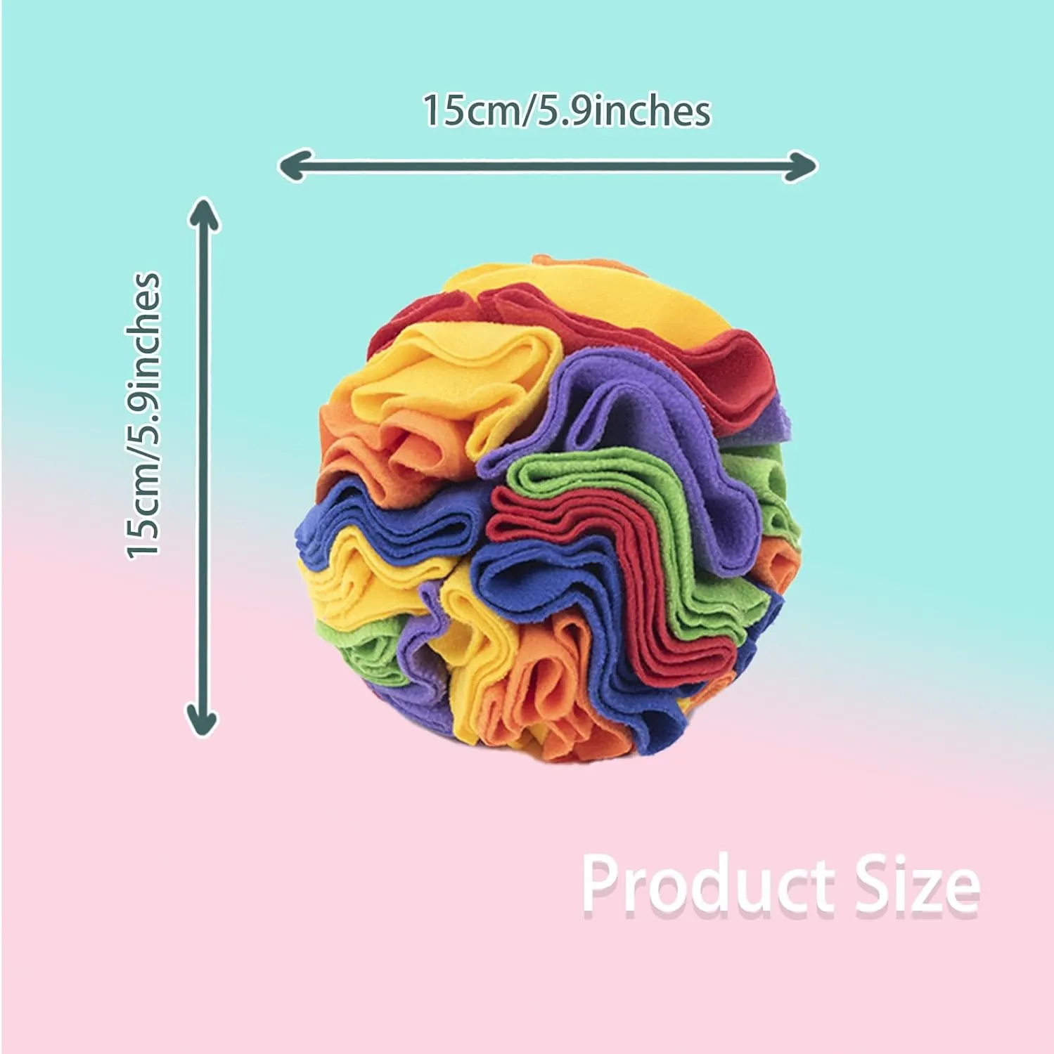 Dog Snuffle Ball, Dog Treat Toys Interactive Sniff Ball, Dog Enrichment Snuffle Ball Dog Puzzle Feeder for Exercise,Sniff Training& Slow Feeding (Rainbow, 15cm)