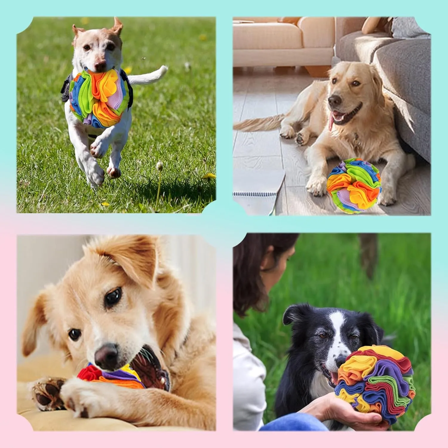 Dog Snuffle Ball, Dog Treat Toys Interactive Sniff Ball, Dog Enrichment Snuffle Ball Dog Puzzle Feeder for Exercise,Sniff Training& Slow Feeding (Rainbow, 15cm)