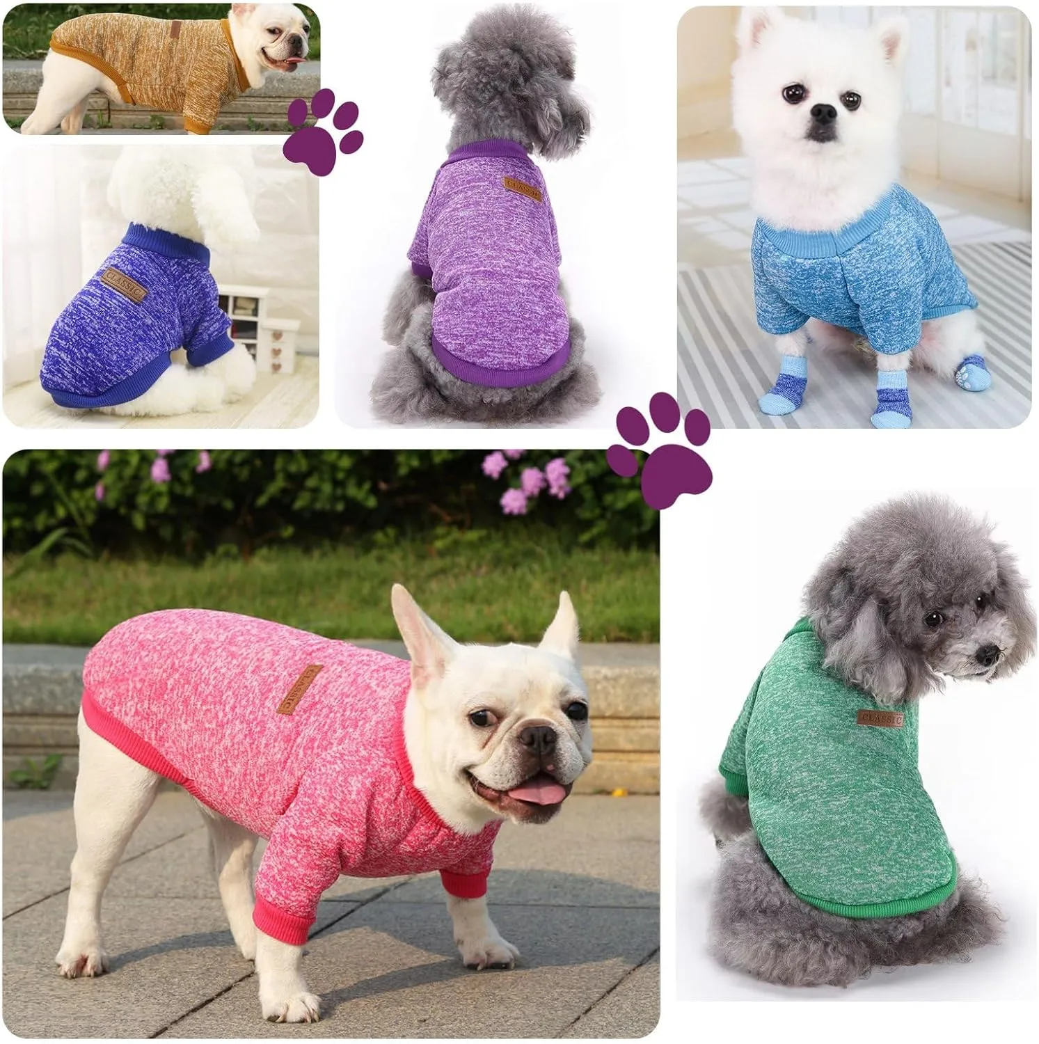 Dog Sweaters for Small/Medium/Large Dogs Stylish Cat Sweater Warm Pet Apparel for Spring/Fall/Winter(Blue, L)