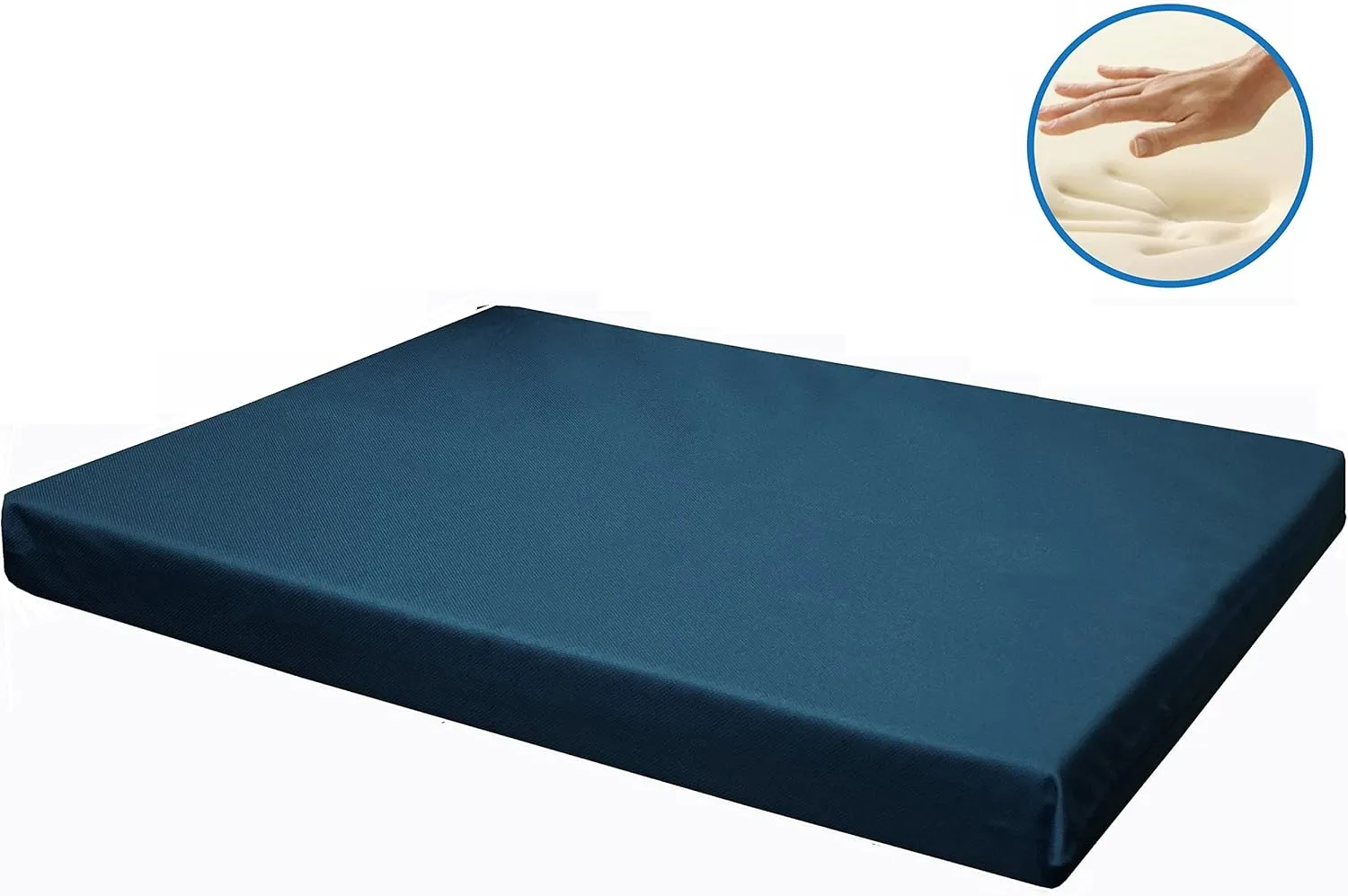 Dogbed4less Memory Foam Platform Dog Bed, Crate Mattress for Orthopedic Joint Relief with Waterproof Removable Cover Large 42X28X3 Pacific Blue