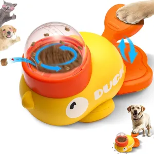 Duck Treat Dispenser - Duck Treat Interactive Dog Toys, Anti Gulping Duck Slow Feeder, Dog Treat Dispensing with Button, Mentally Stimulating Toys for Small & Medium Dogs/Cats/Pets