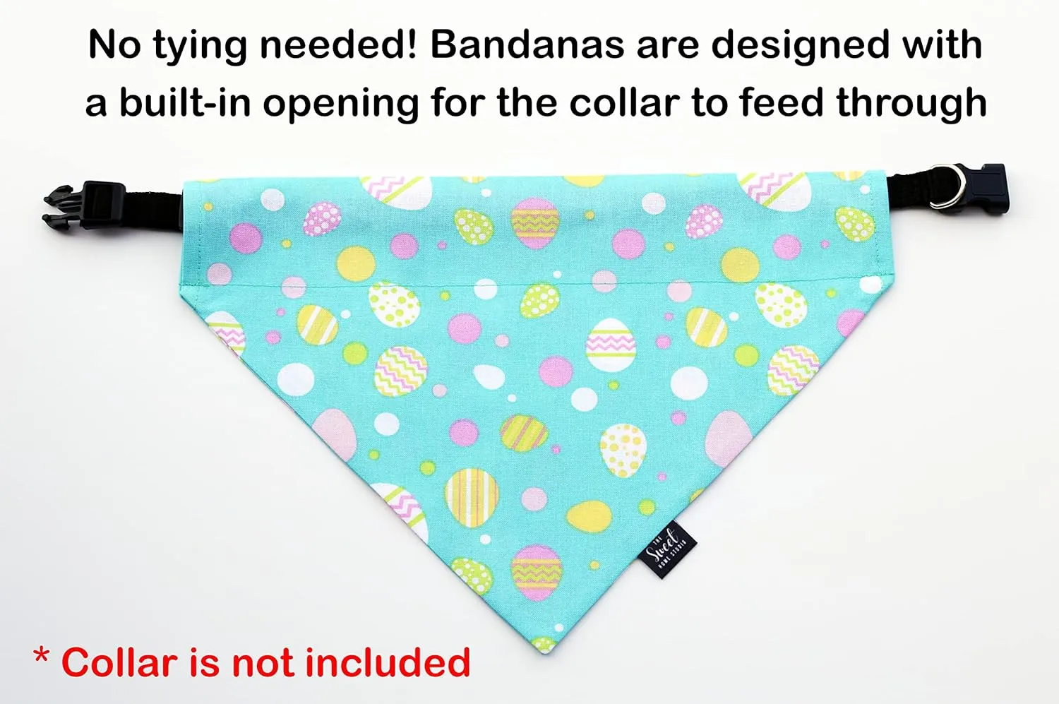 Easter over the collar dog bandana, handmade pastel color spring slip on pet bandana (Easter Egg Multi Dot, Small)