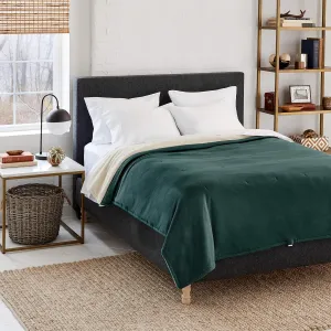 Eddie Bauer - Twin Heated Blanket, Soft Fleece Electric Blanket with Sherpa Reverse, Warm Bedding with Low-Voltage Technology (Juniper, Twin)