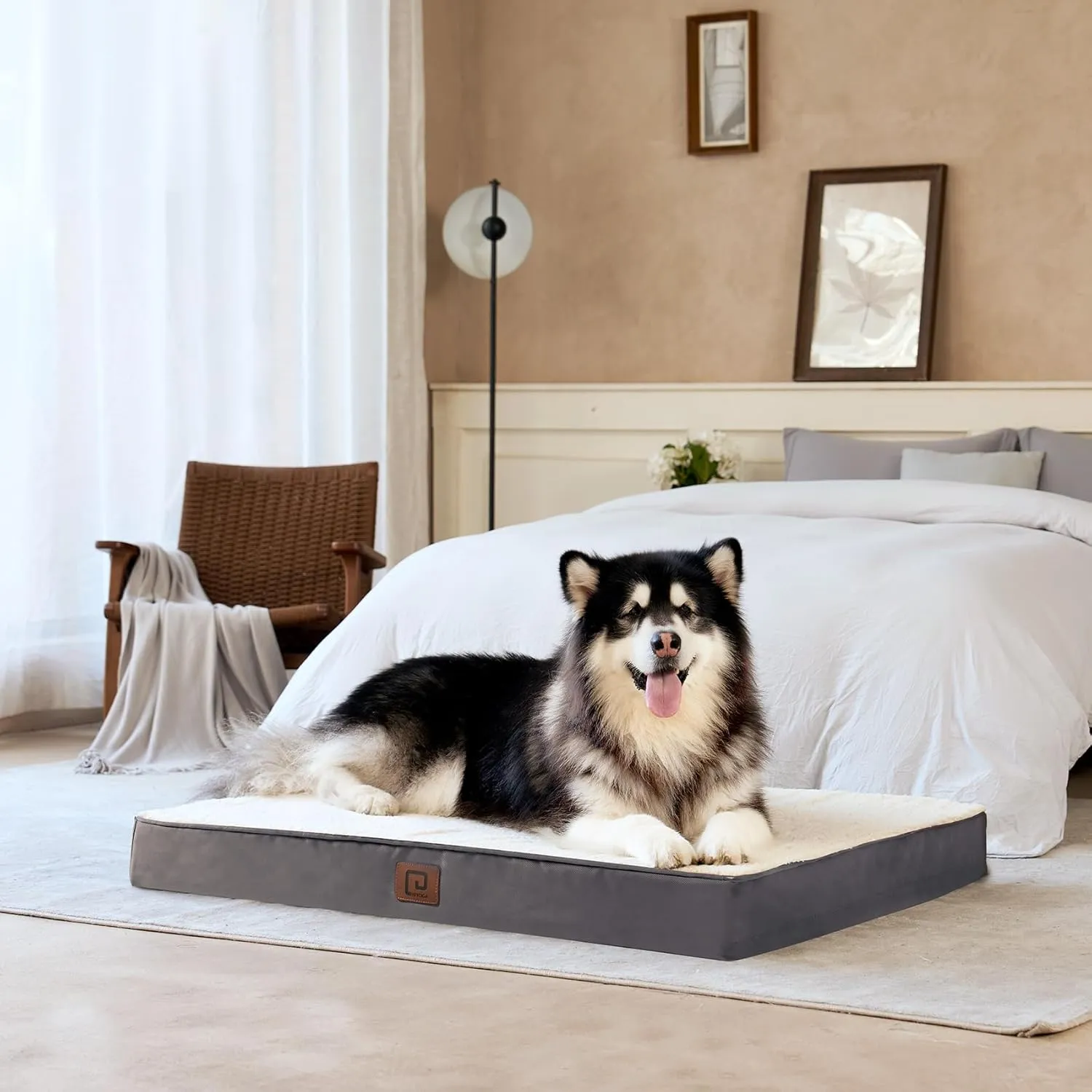 EHEYCIGA Orthopedic Dog Beds, Egg Crate Dog Bed Pet Mat with Washable Removable Cover, All Size Dogs