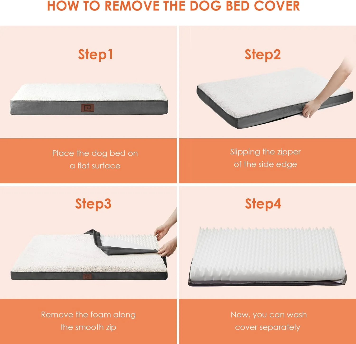 EHEYCIGA Orthopedic Dog Beds, Egg Crate Dog Bed Pet Mat with Washable Removable Cover, All Size Dogs
