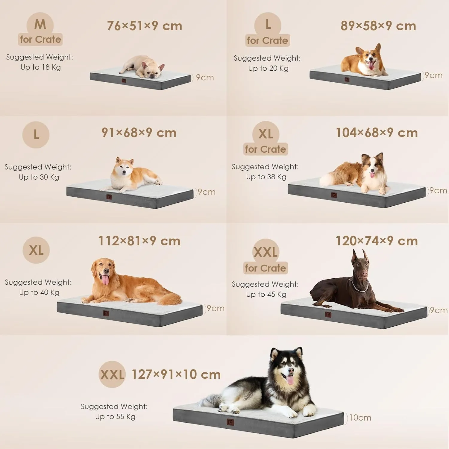 EHEYCIGA Orthopedic Dog Beds, Egg Crate Dog Bed Pet Mat with Washable Removable Cover, All Size Dogs