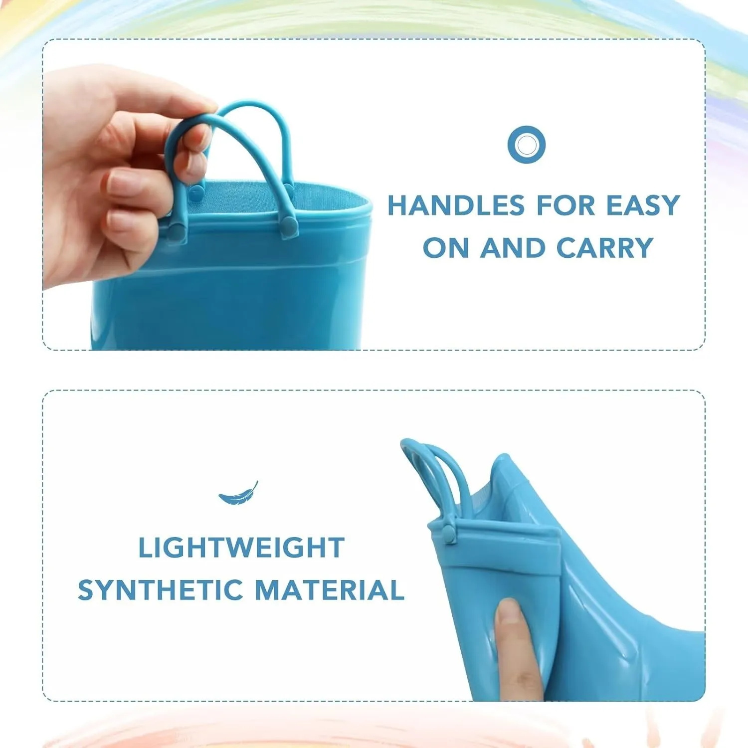 EUXTERPA Boys Girls Waterproof Rain Boots Kids Toddler Solid Color Boots with Easy On Handles