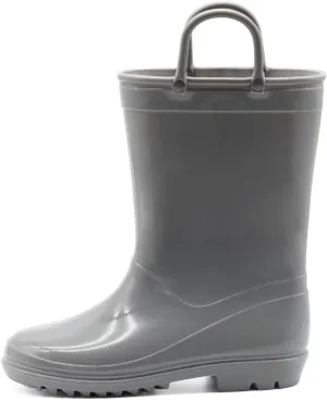 EUXTERPA Boys Girls Waterproof Rain Boots Kids Toddler Solid Color Boots with Easy On Handles
