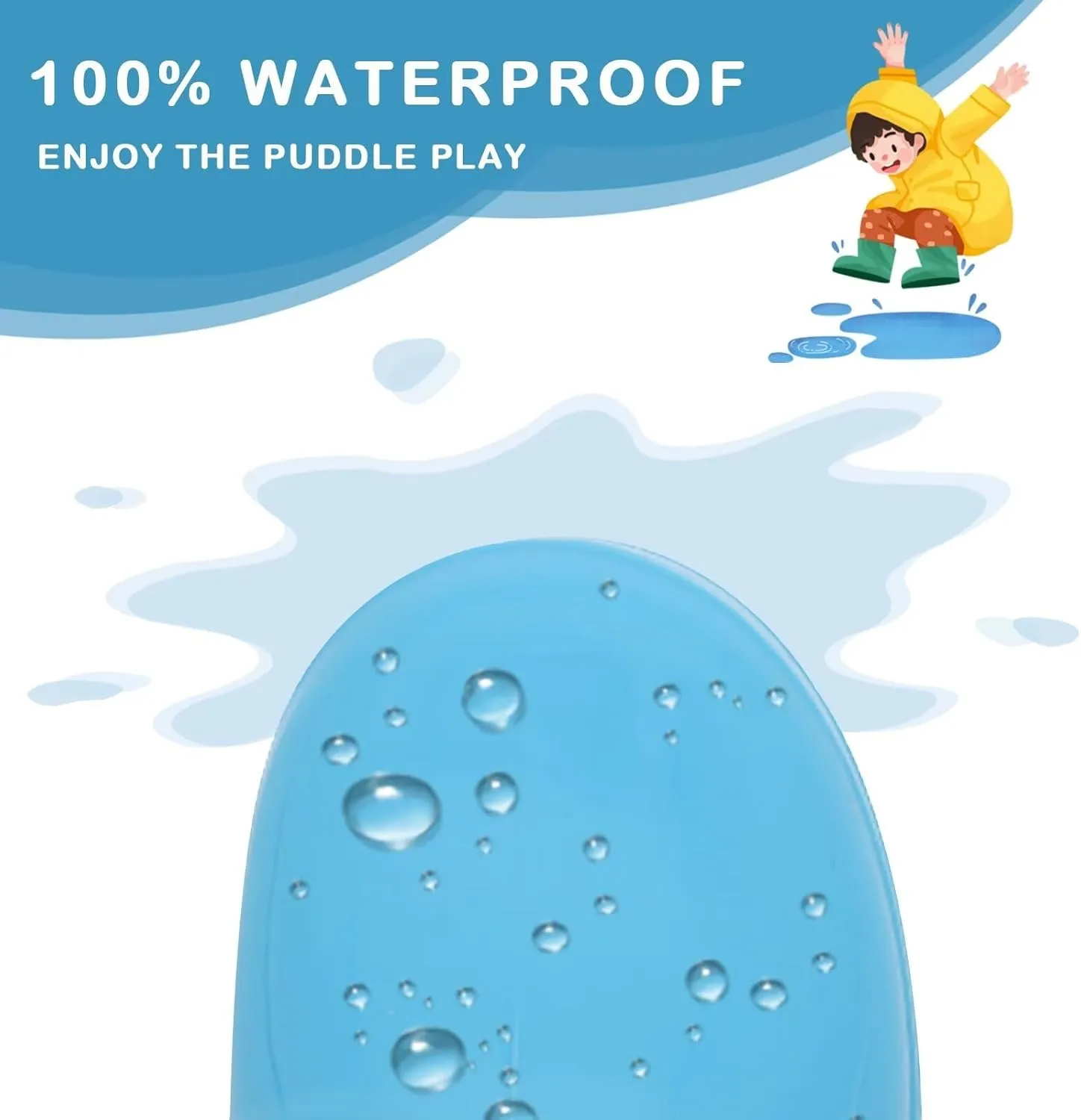 EUXTERPA Boys Girls Waterproof Rain Boots Kids Toddler Solid Color Boots with Easy On Handles