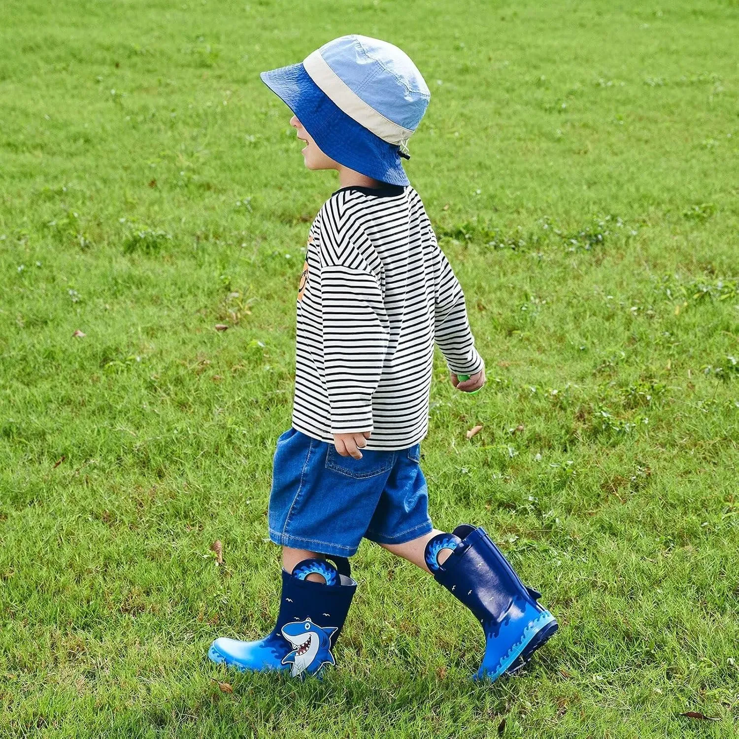 EUXTERPA Toddler Rain Boots for Boys Girls Waterproof Kids Printed Rubber Boots with Easy On Handles