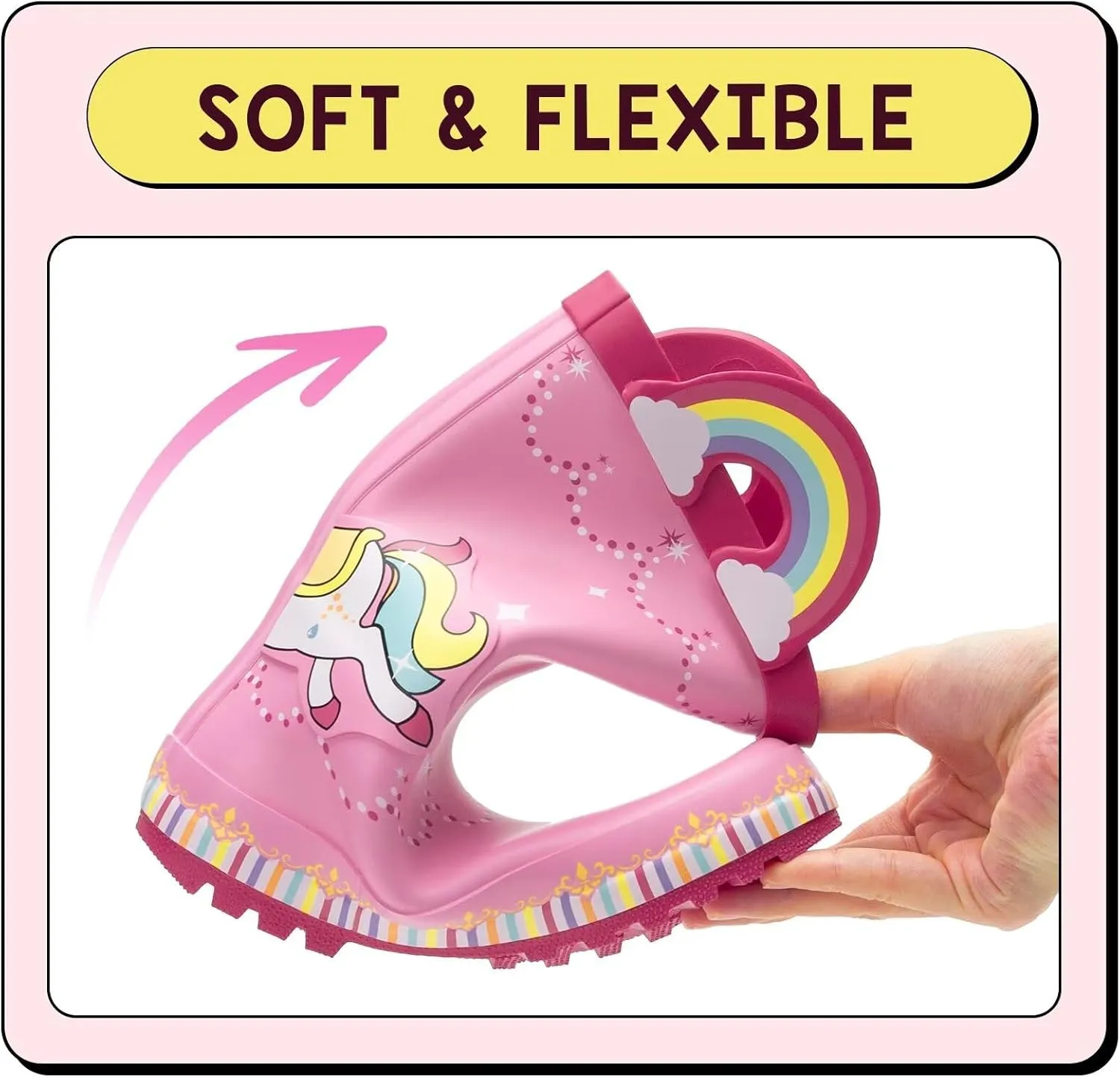 EUXTERPA Toddler Rain Boots for Boys Girls Waterproof Kids Printed Rubber Boots with Easy On Handles