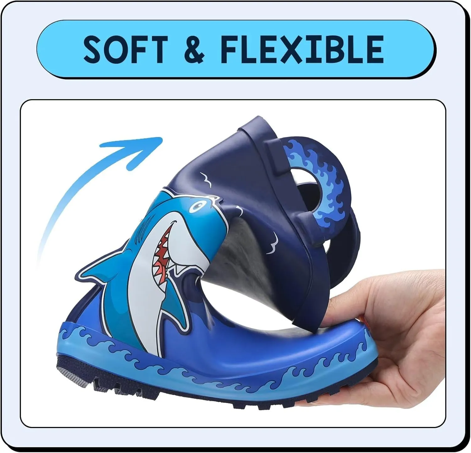 EUXTERPA Toddler Rain Boots for Boys Girls Waterproof Kids Printed Rubber Boots with Easy On Handles