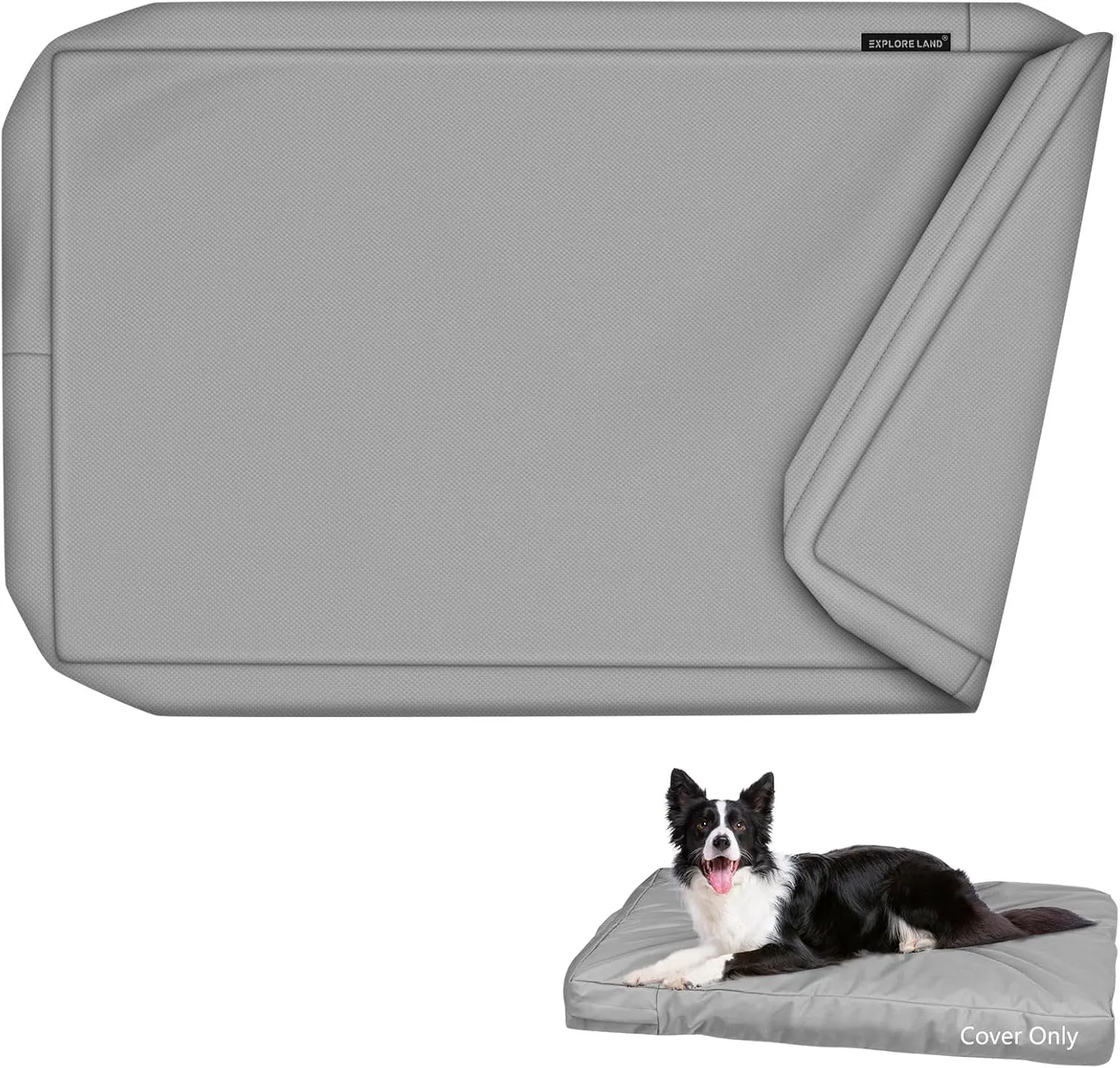 Explore Land Waterproof Dog Bed Cover Canvas Washable Dog Crate Pad Replacement Cover for 36 Inch Crate, 34Lx22Wx3.5H inch, Gray