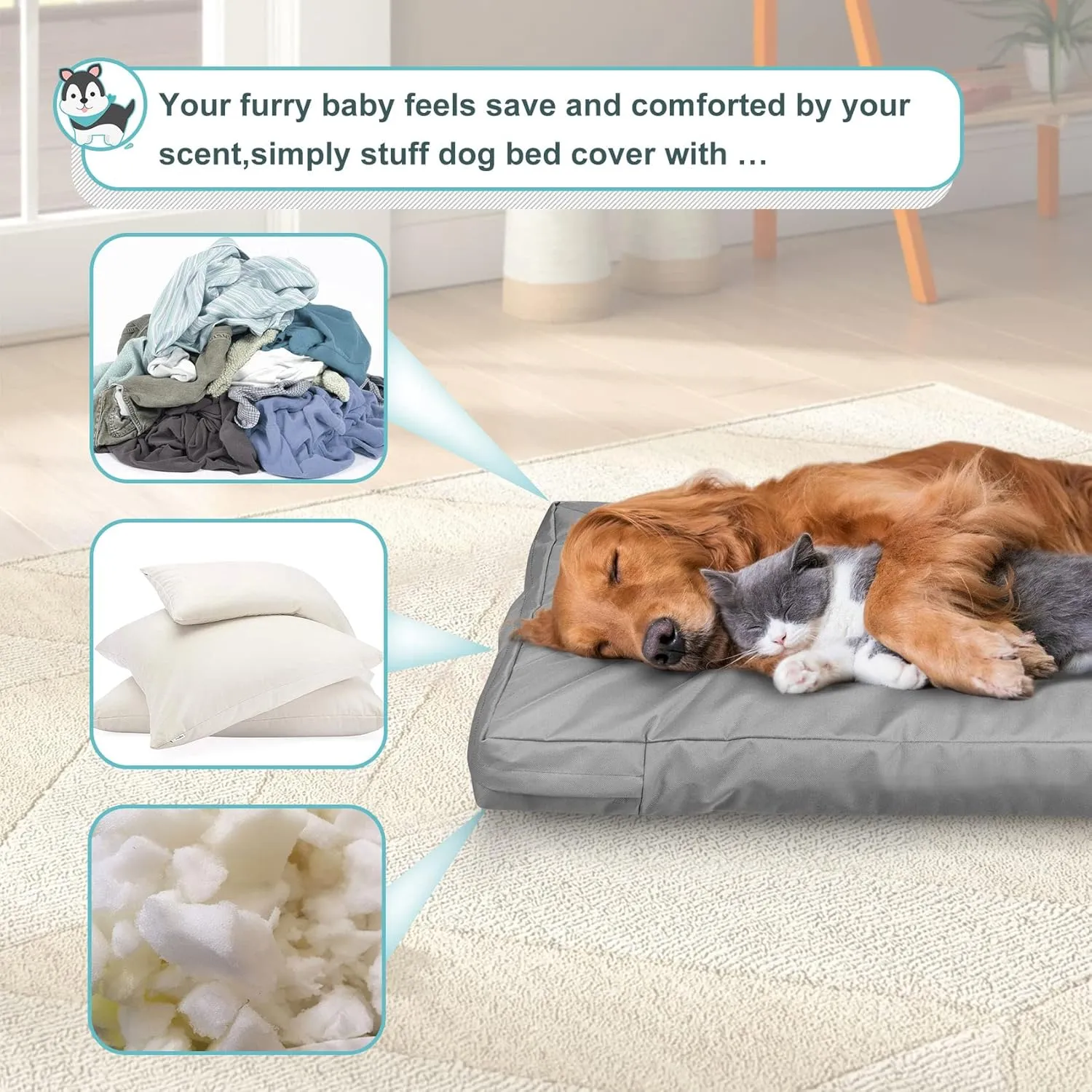 Explore Land Waterproof Dog Bed Cover Canvas Washable Dog Crate Pad Replacement Cover for 36 Inch Crate, 34Lx22Wx3.5H inch, Gray