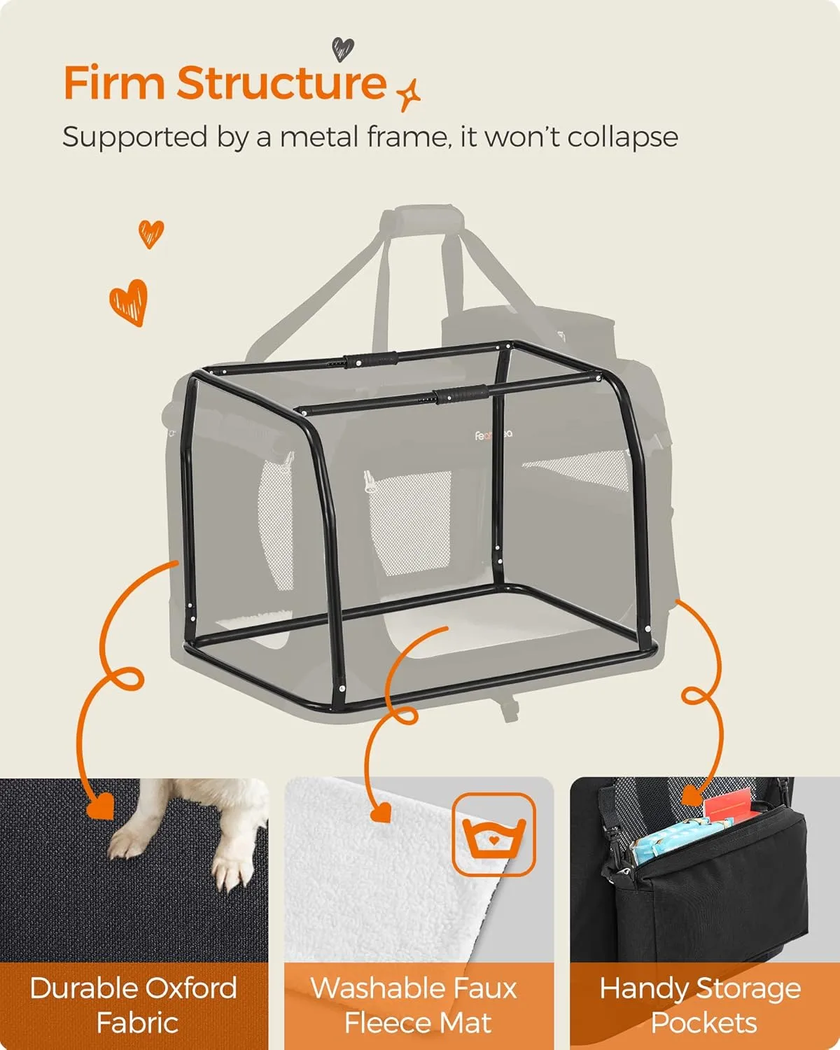 Feandrea 36 Inches Collapsible Soft Dog Crate, Portable Travel Dog Crate for Indoor and Outdoor Use, Dog Carrier Kennel with Safety Zippers, for Living Room, Car, Travelling, Camping, Black UPDC90H