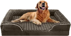 FERPOSH Orthopedic Dog Bed, Pet Sofa Bed with Removable Washable Cover, Waterproof Dog Bed, Anti Slip Bottom Dog Bed, Pet Sleeping Mat, 36" x 27", Brown