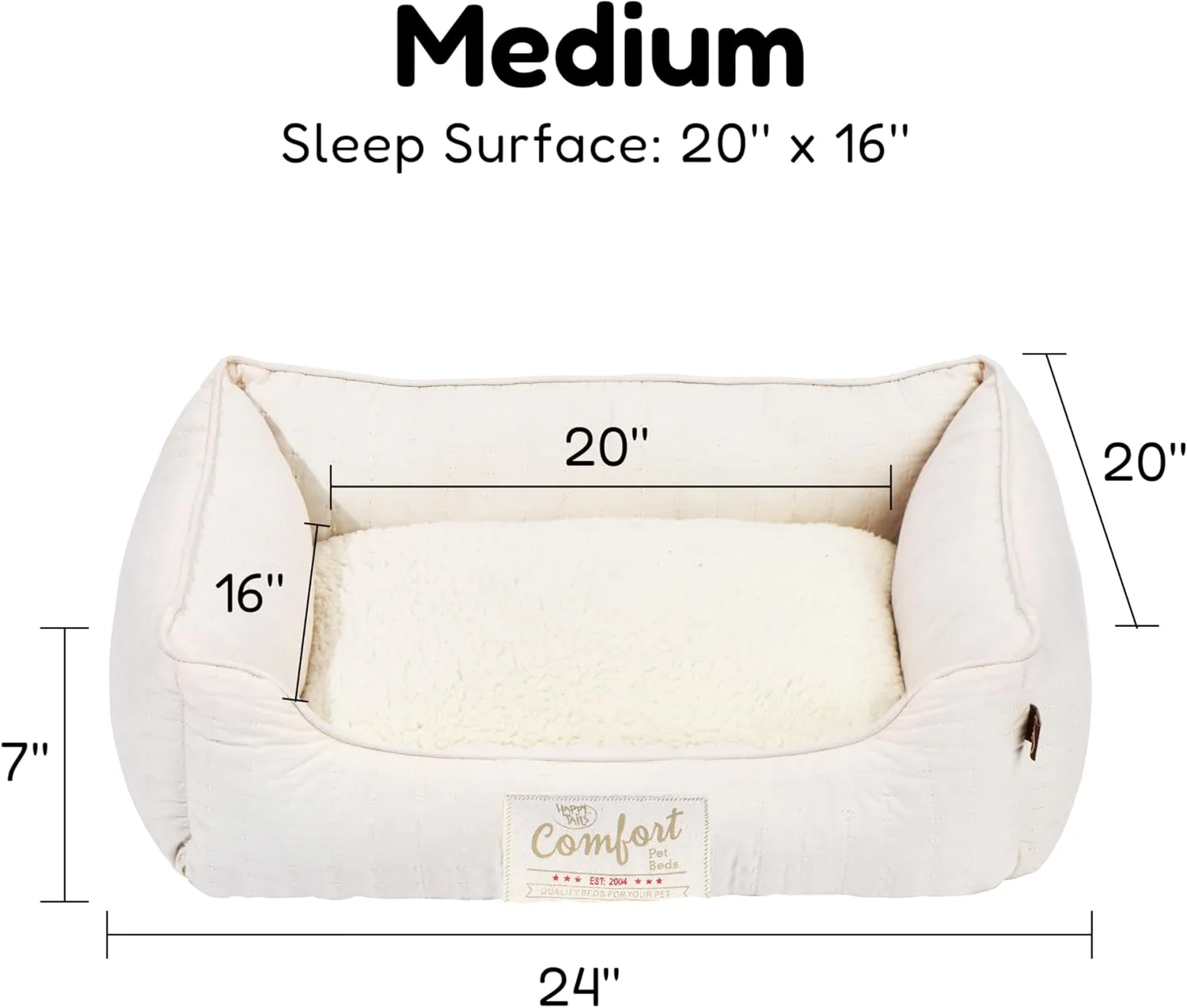 FluffyDream Small Dog Bed, Super Soft Pet Bed Furniture, Suitable for Dogs Up to 30lbs, 24'' x 20'', Beige