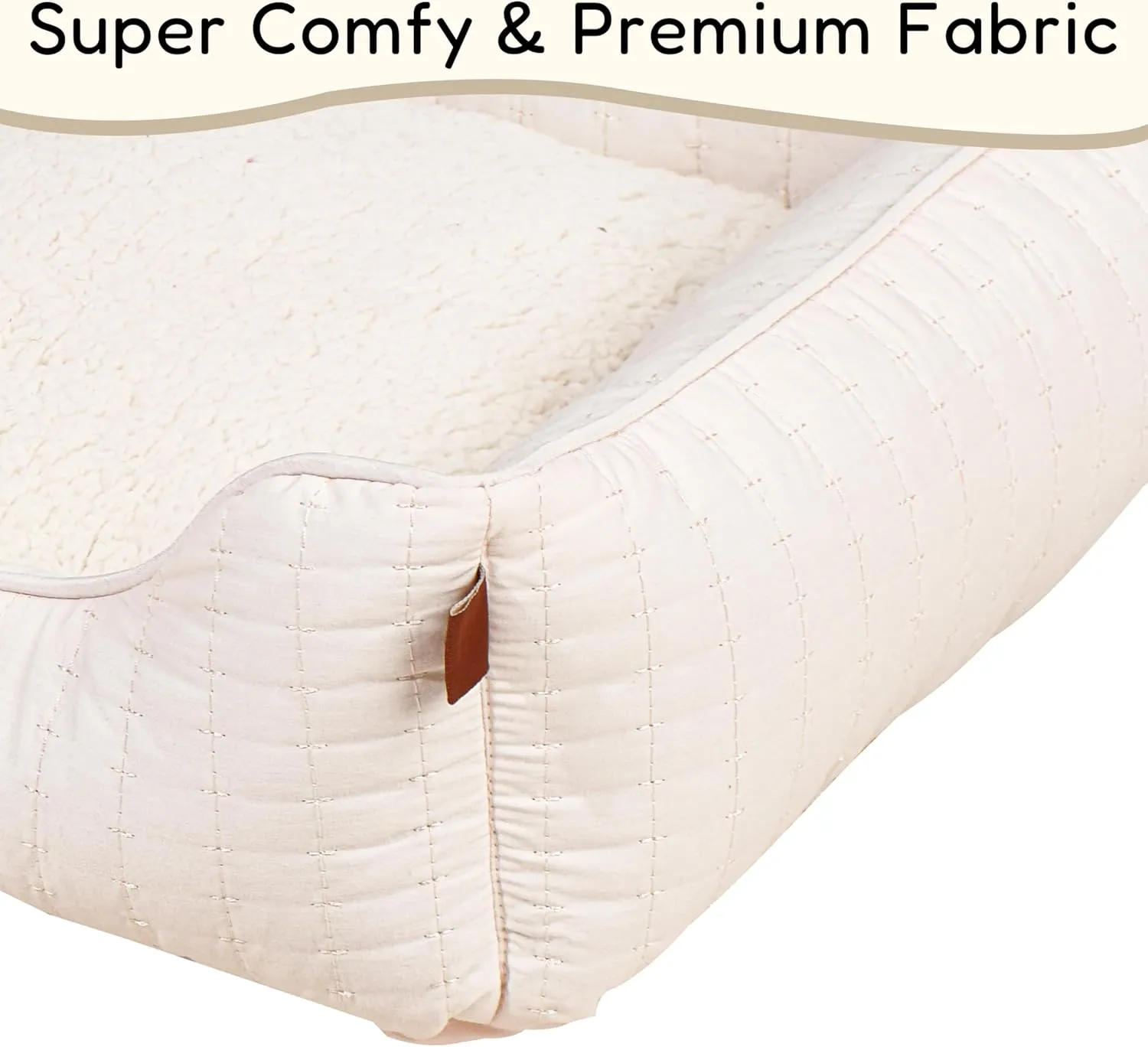 FluffyDream Small Dog Bed, Super Soft Pet Bed Furniture, Suitable for Dogs Up to 30lbs, 24'' x 20'', Beige