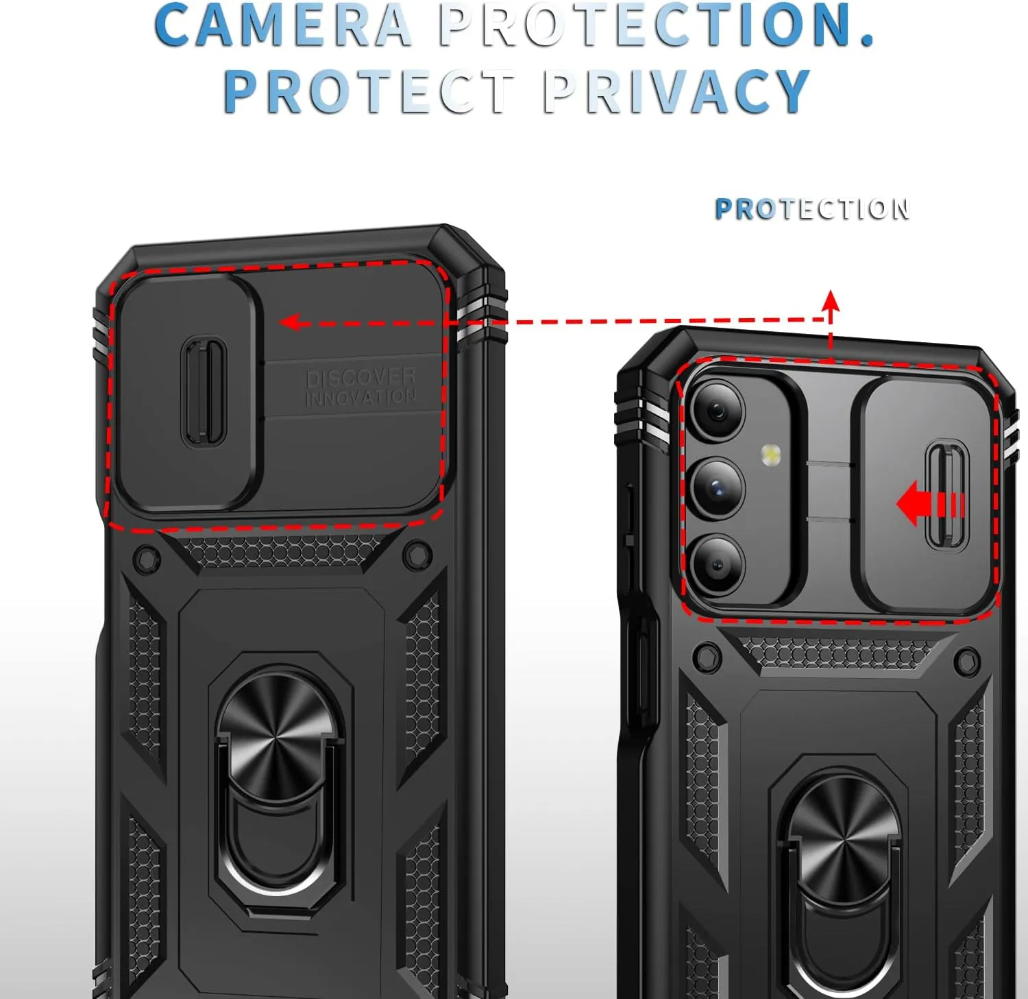 for Samsung Galaxy A15 5G Case Built in Camera Cover,[Military Grade] 16ft.Drop Tested Cover with Magnetic Kickstand Heavy Duty Protective Outdoor Cases for A15,Black