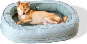 FUNNY FUZZY Orthopedic Donut Pet Bed for Medium to Large Dogs and Cats: Egg Foam, Waterproof Liner, Removable Machine Washable Cover, Non-Skid