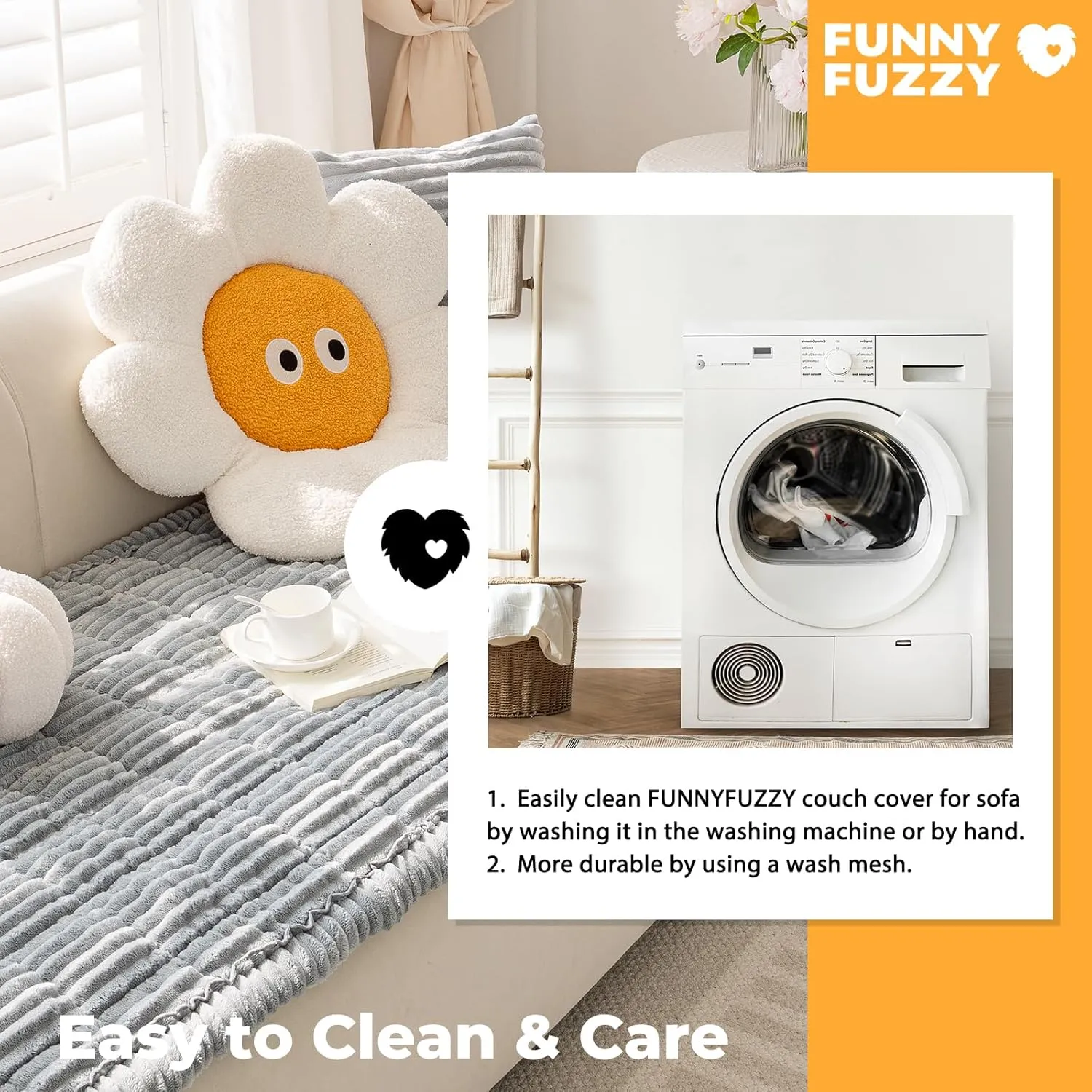 FUNNY FUZZY Pet Couch Covers for Sofa, Washable Dog Couch Cover Protector for Dogs, Flannel Couch Covers for Dogs Pet Friendly Pet Mat Bed Sofa Cover (Grey, 27.6"59.1")