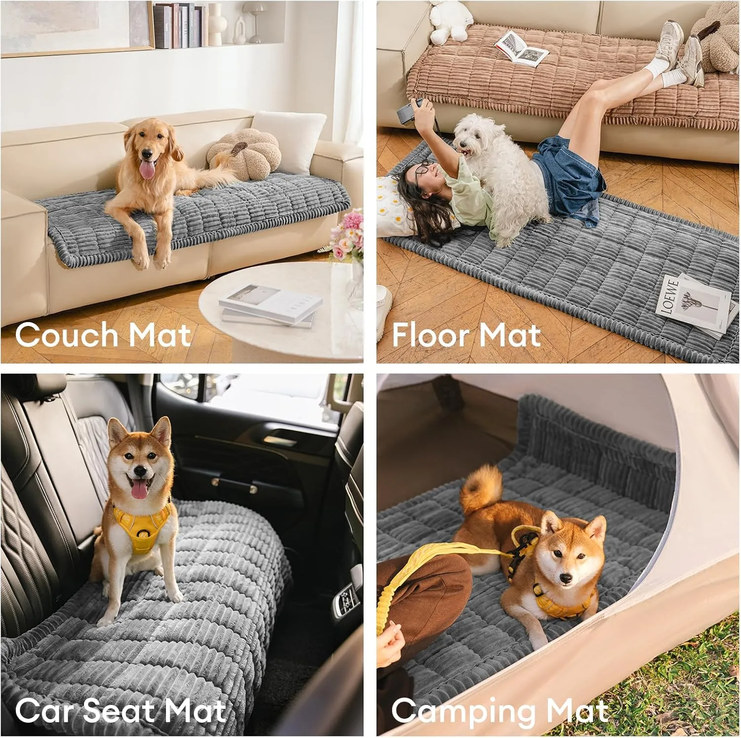 FUNNY FUZZY Pet Couch Covers for Sofa, Washable Dog Couch Cover Protector for Dogs, Flannel Couch Covers for Dogs Pet Friendly Pet Mat Bed Sofa Cover (Grey, 27.6"59.1")