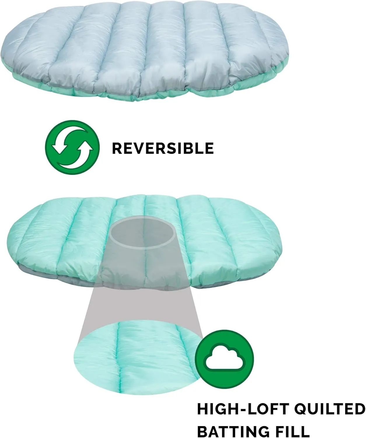 Furhaven Outdoor Travel Dog Bed for Small Dogs w/ Carry Bag, Washable & Foldable, Great for Crates & Kennels - Trail Pup Travel Pillow Mat w/ Stuff Sack Bag - Aqua/Granite Gray, Small