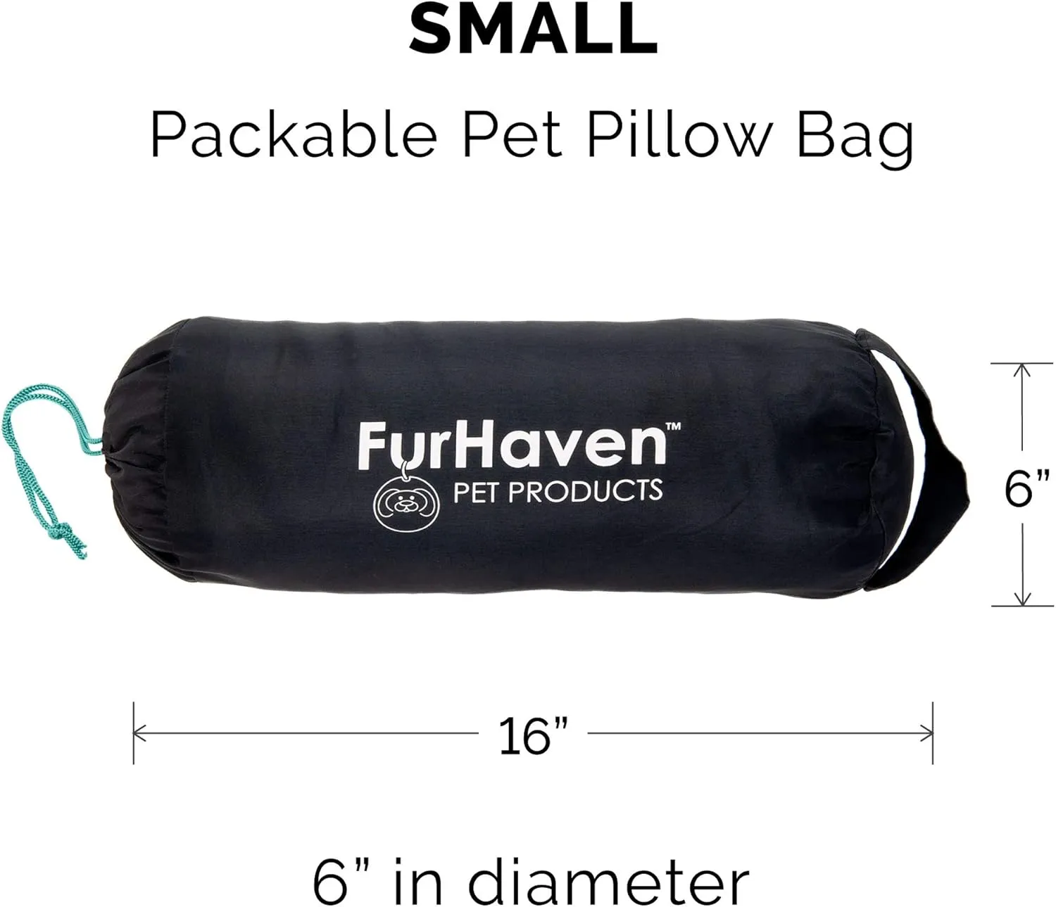 Furhaven Outdoor Travel Dog Bed for Small Dogs w/ Carry Bag, Washable & Foldable, Great for Crates & Kennels - Trail Pup Travel Pillow Mat w/ Stuff Sack Bag - Aqua/Granite Gray, Small