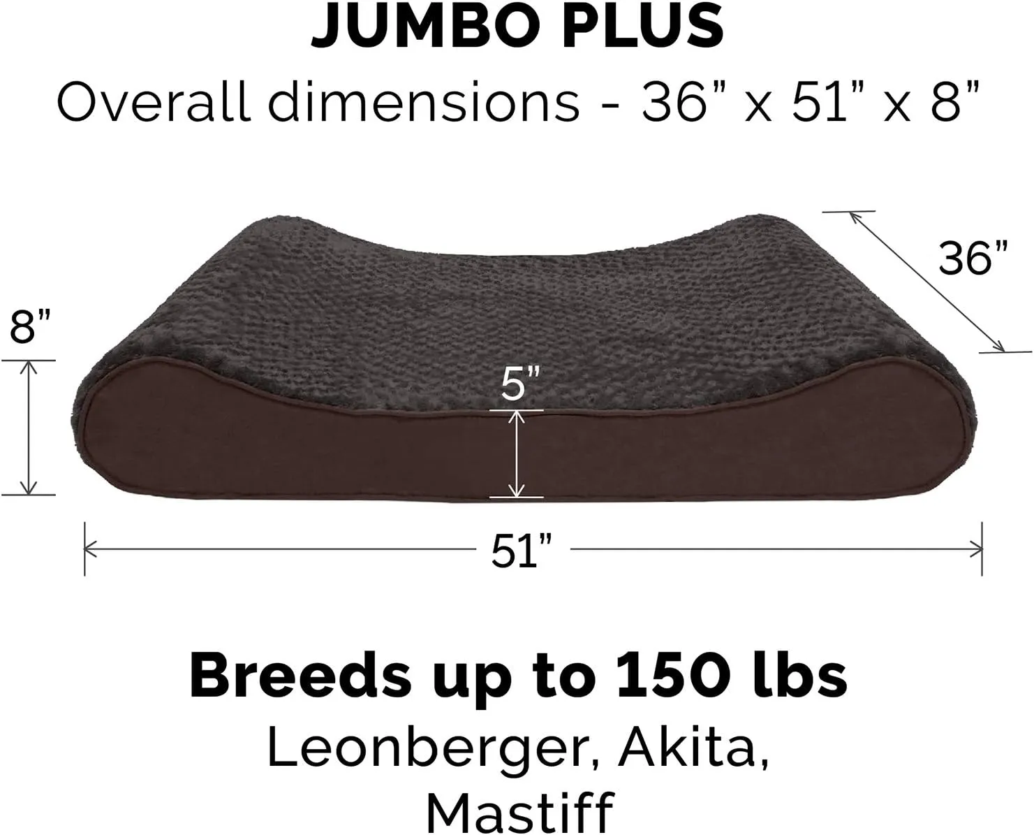Furhaven Replacement Dog Bed Cover Ultra Plush Faux Fur & Suede Contour Luxe Lounger, Machine Washable - Chocolate, Jumbo Plus (XX-Large)