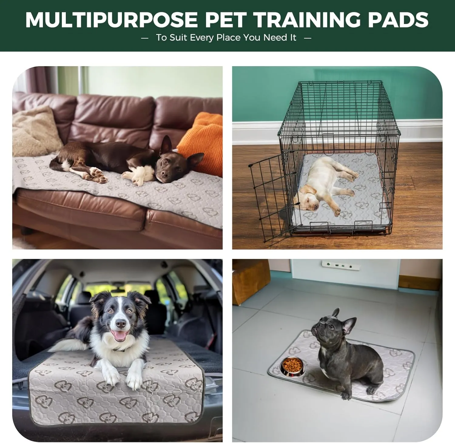 FXW Washable Pee Pads for Dogs, Puppy Pads with Super Absorbent, Specifically Designed for 30inch Cages, Rectangle, 29" x 18", 2 Packs
